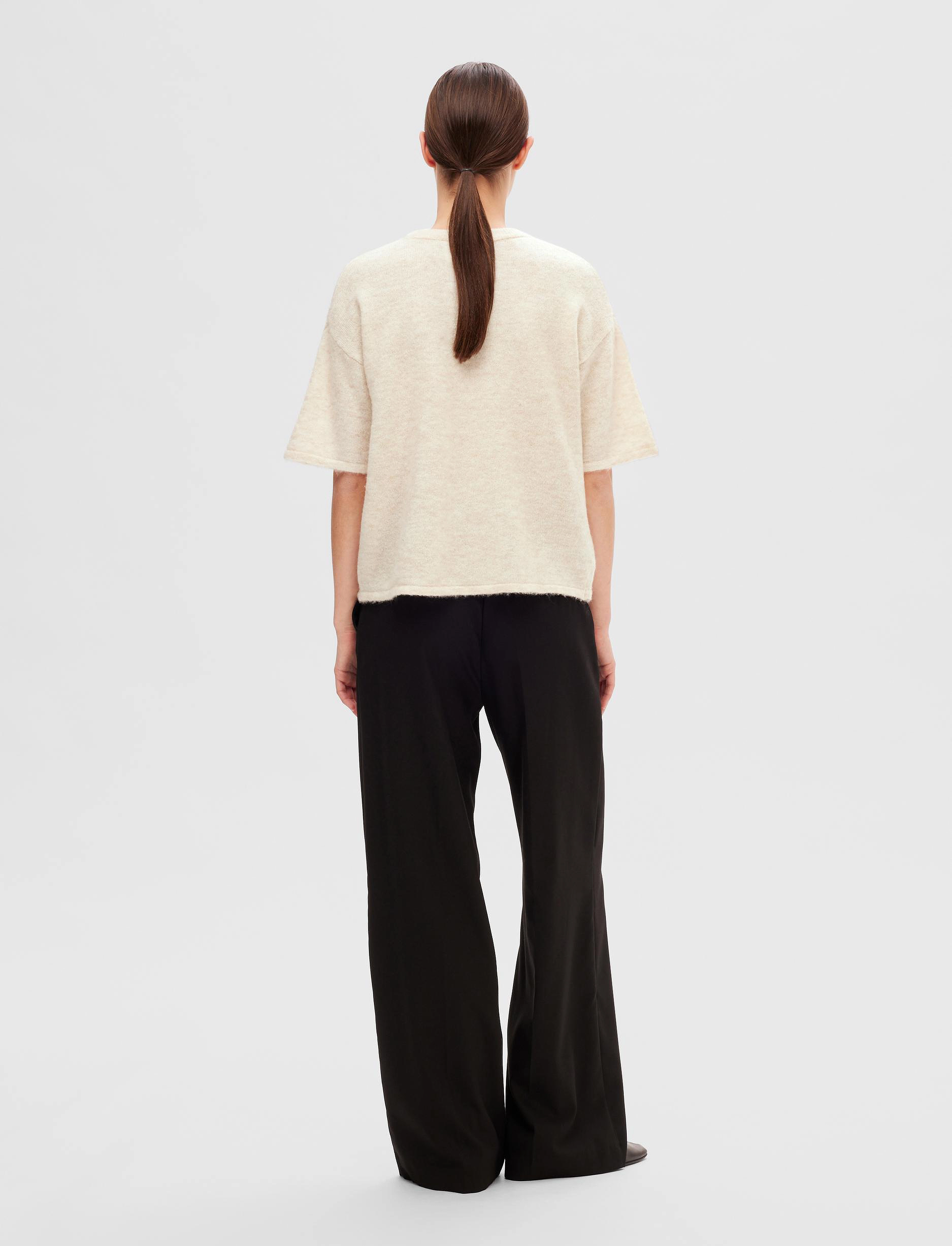 Selected - SLFMALINE-LILIANA 2/4 KNIT O-NECK NOOS - pulls - birch - 2