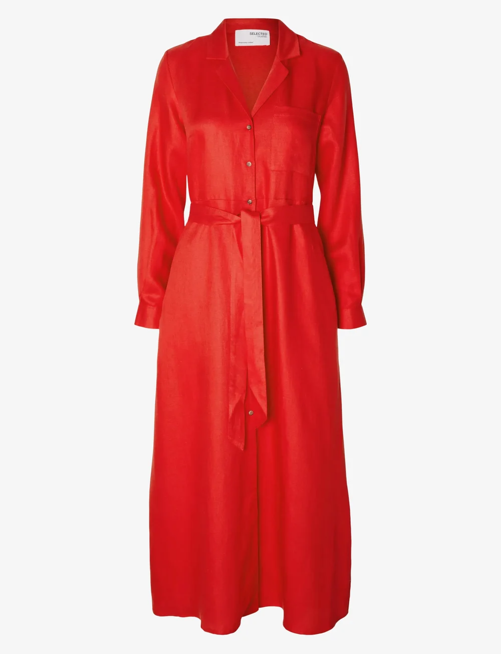 Selected Femme Slflyra Ls Ankle Linen Shirt Dress B Maxi Dresses Boozt