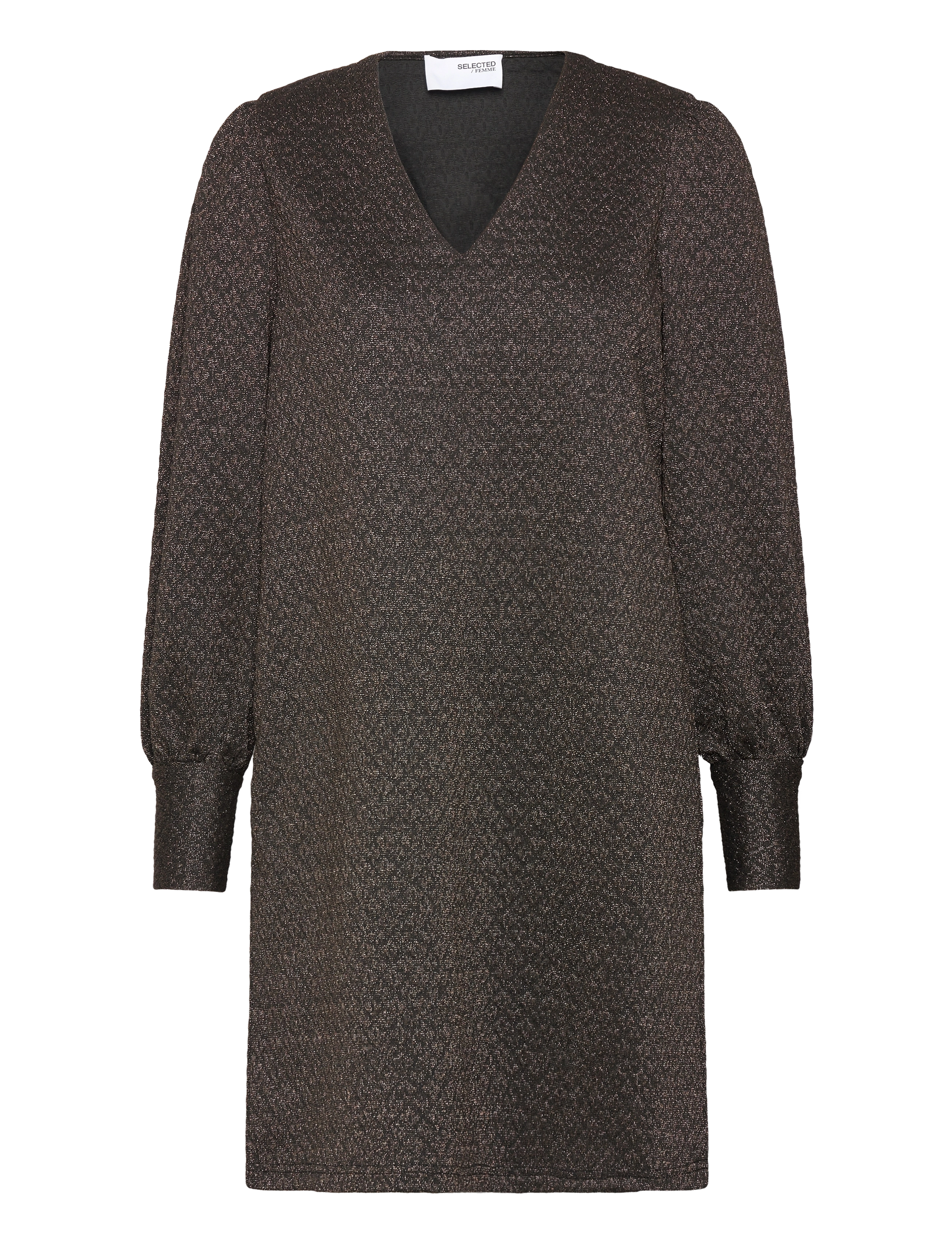 Selected - SLFAGNETHE GLITTER SHORT JAQUARD DRESS - korta klänningar - black - 3