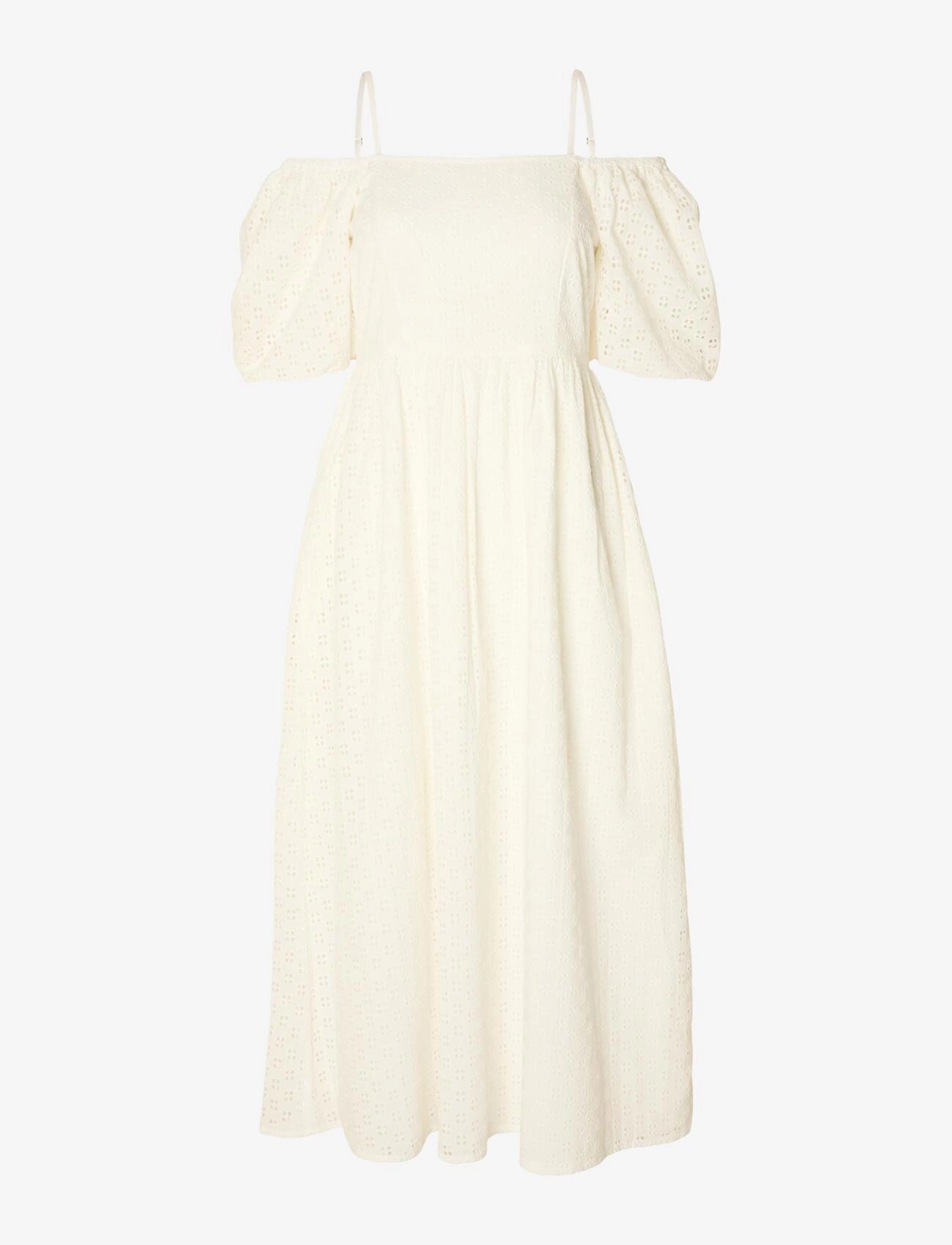 Selected SLFANELLI 3/4 ON OFF ANKLE DRESS B - Kjoler - SNOW WHITE / white