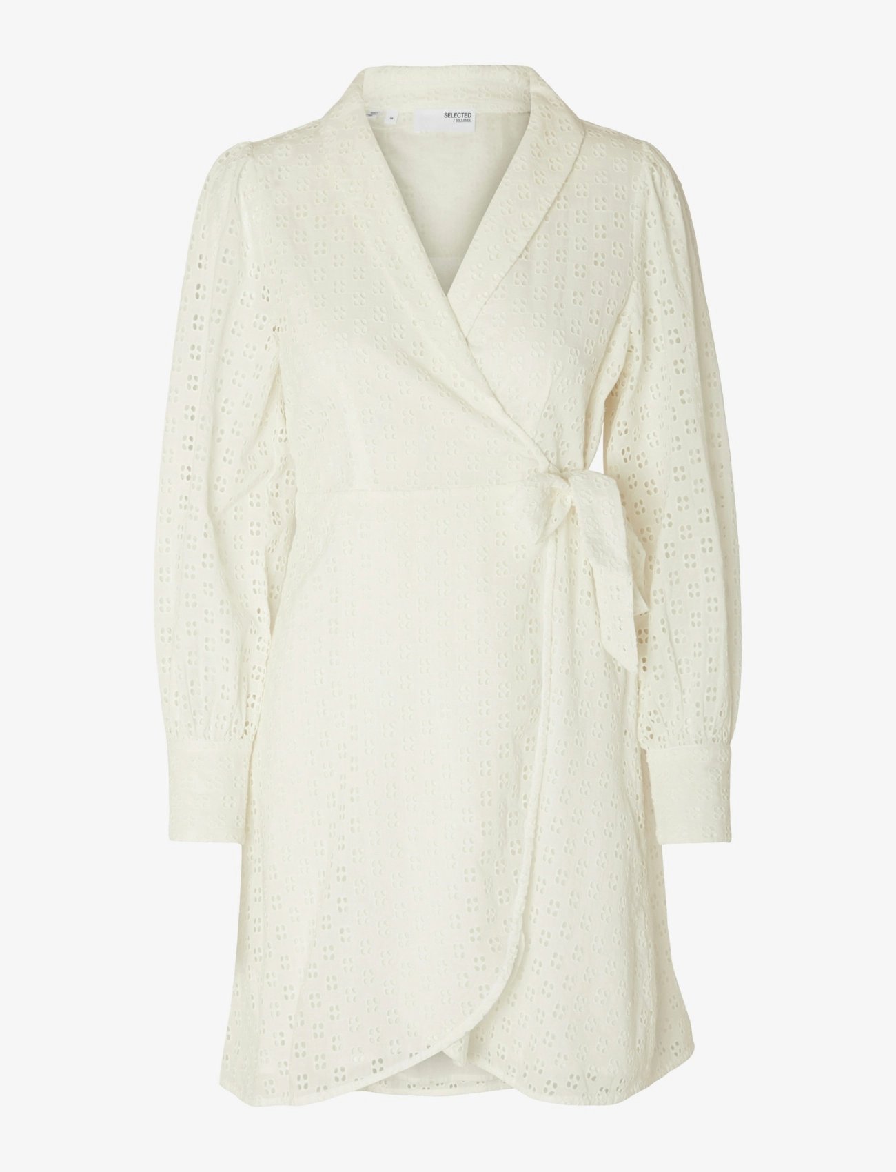 Selected SLFANELLI LS SHORT WRAP DRESS B - Kleider - SNOW WHITE / white