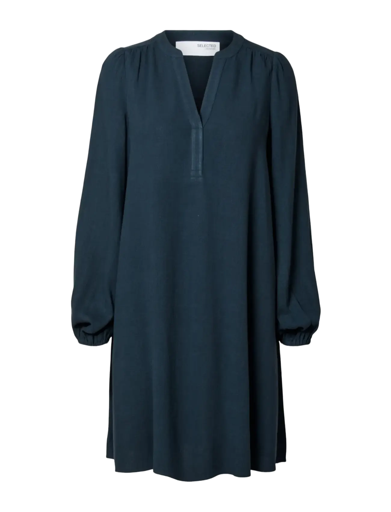 Selected Slfviva Ls Short V-Neck Dress Noos, 34, Blue, Kjoler > Kort Kjole, Dame