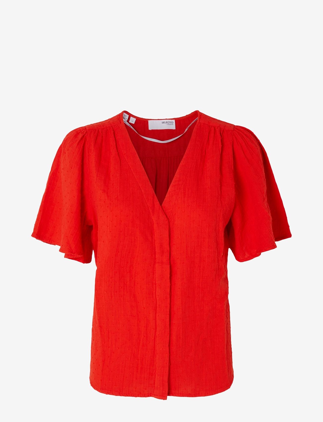 Selected - SLFAMARA 2/4 TOP B - short-sleeved blouses - flame scarlet - 0