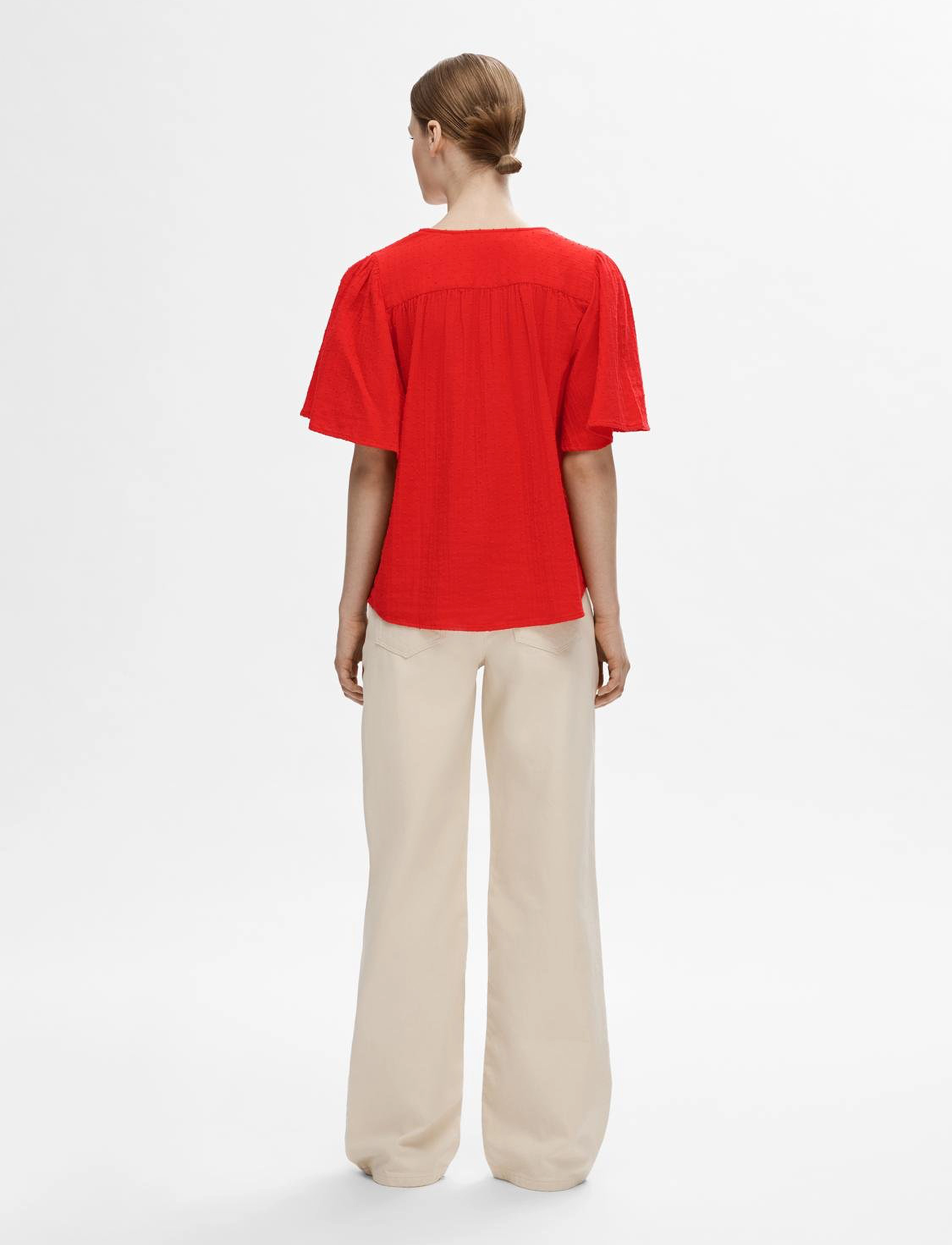 Selected - SLFAMARA 2/4 TOP B - kortærmede bluser - flame scarlet - 2