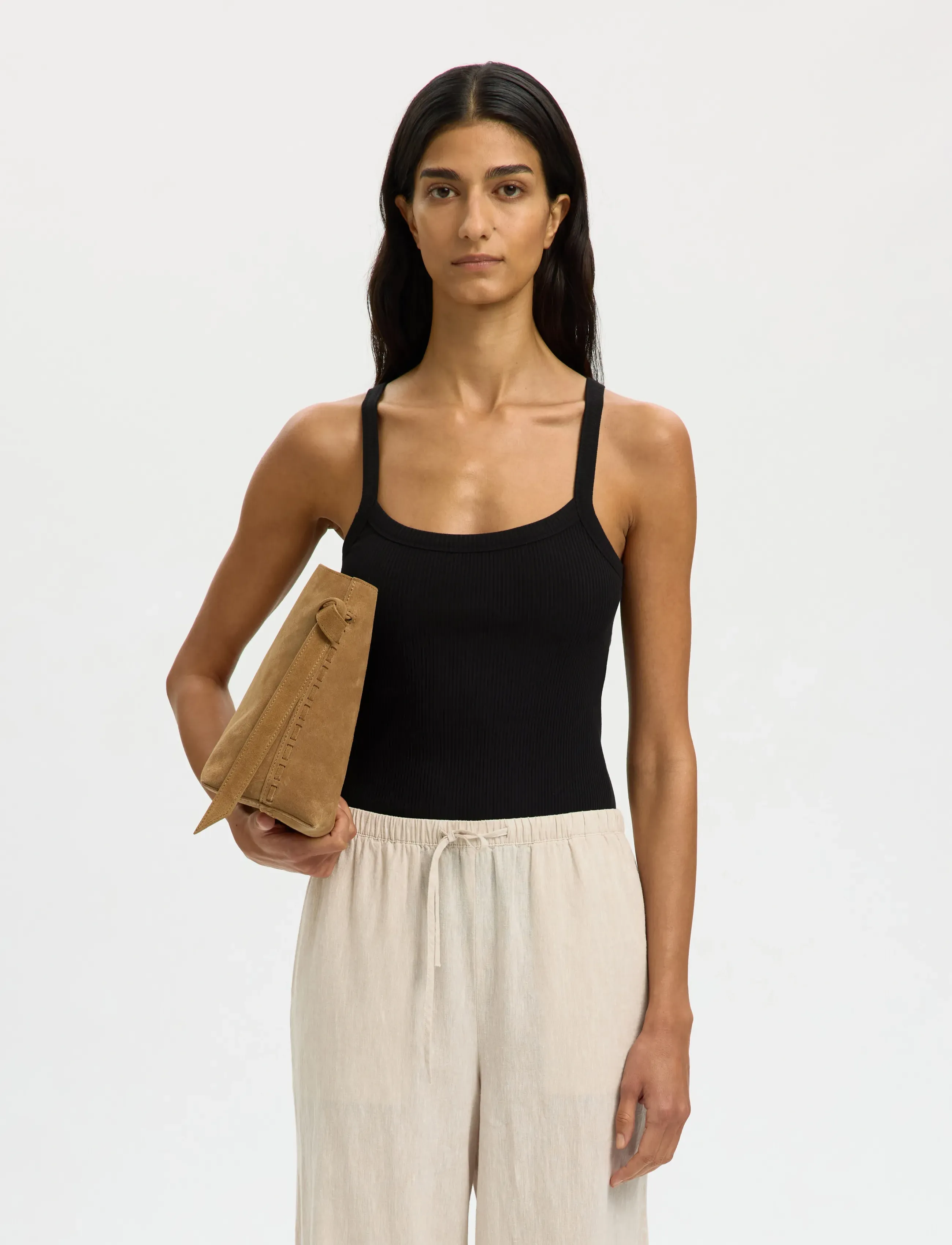Selected SLWCELICA ANNA STRAP TANK TOP NOOS - T-shirts & Tops - BLACK / black