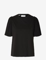 Selected Femme - SLFPENELOPE 2/4 RUFFLE TEE - t-shirts - black - 0