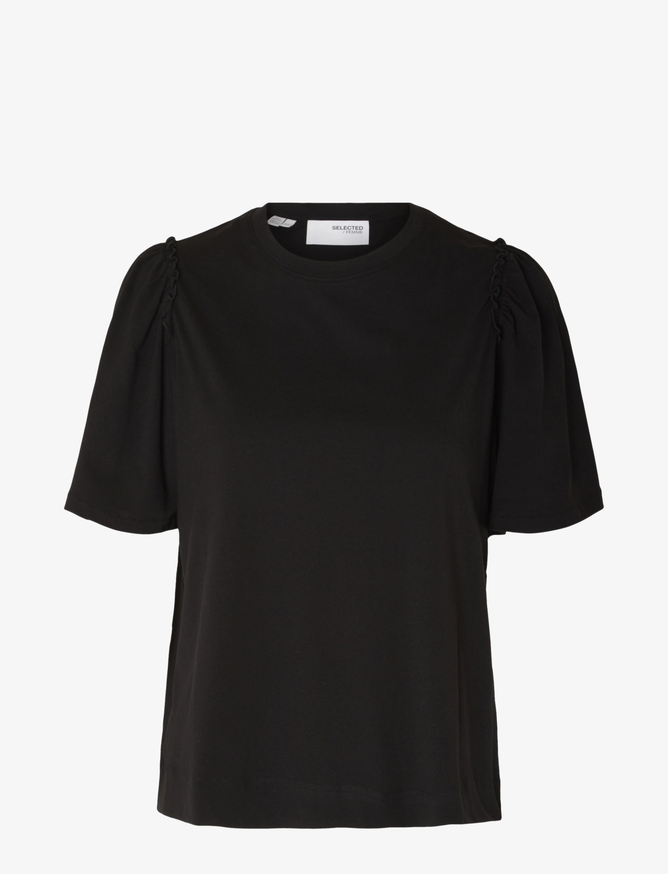 Selected SLWPENELOPE 2/4 RUFFLE TEE NOOS - Selected - BLACK / black