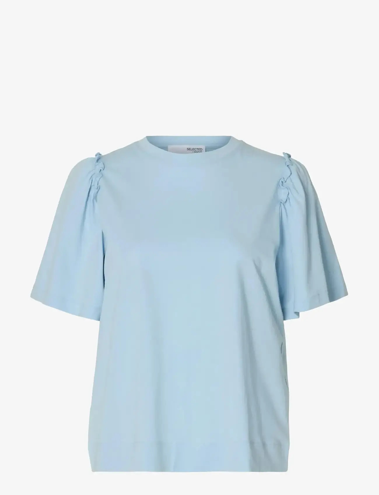 Selected - SLWPENELOPE 2/4 RUFFLE TEE NOOS - t-shirts - cashmere blue - 1