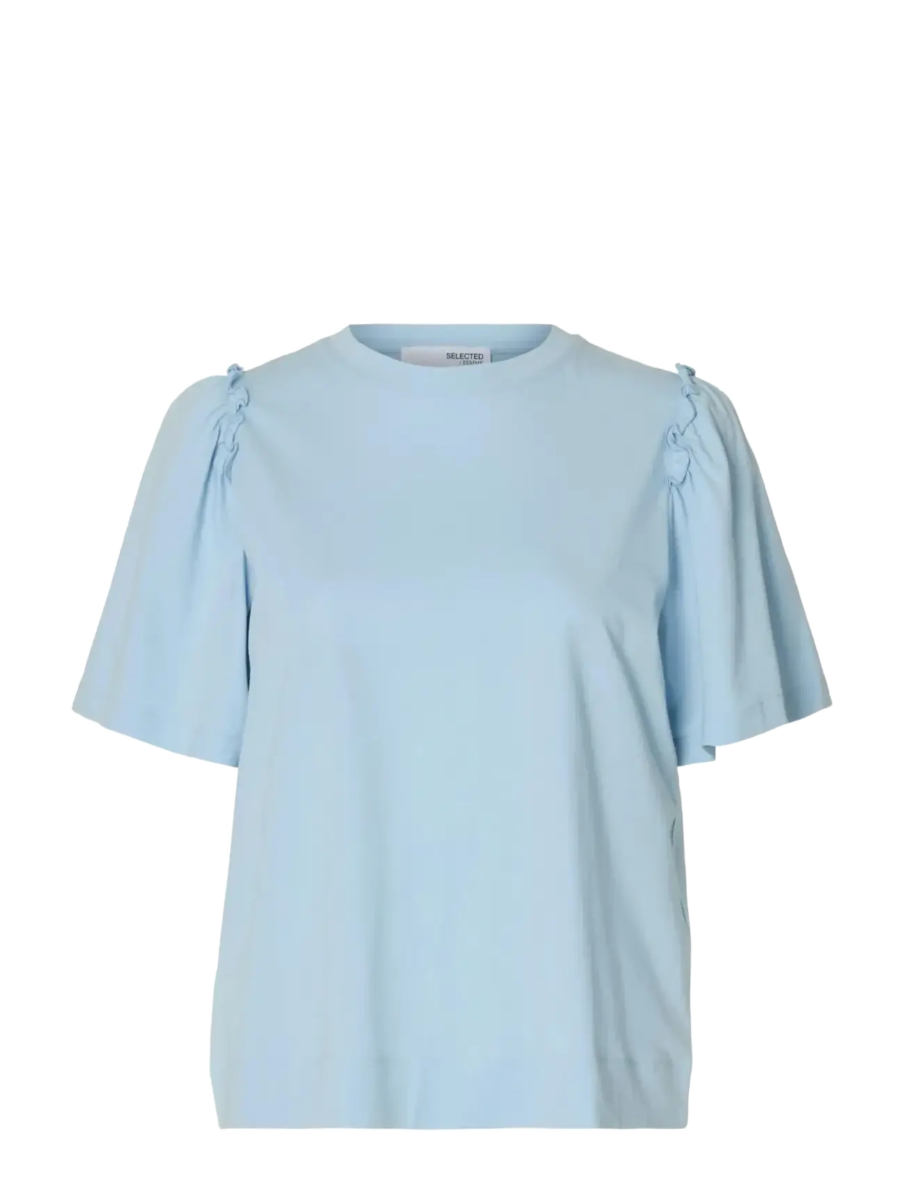 Selected SLWPENELOPE 2/4 RUFFLE TEE NOOS - T-Shirts & Tops - CASHMERE BLUE / blue