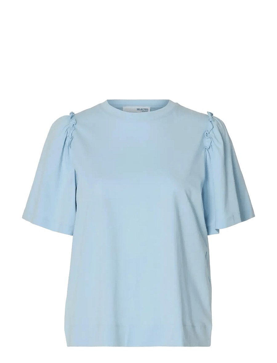 Selected - SLWPENELOPE 2/4 RUFFLE TEE NOOS - t-särgid - cashmere blue - 1