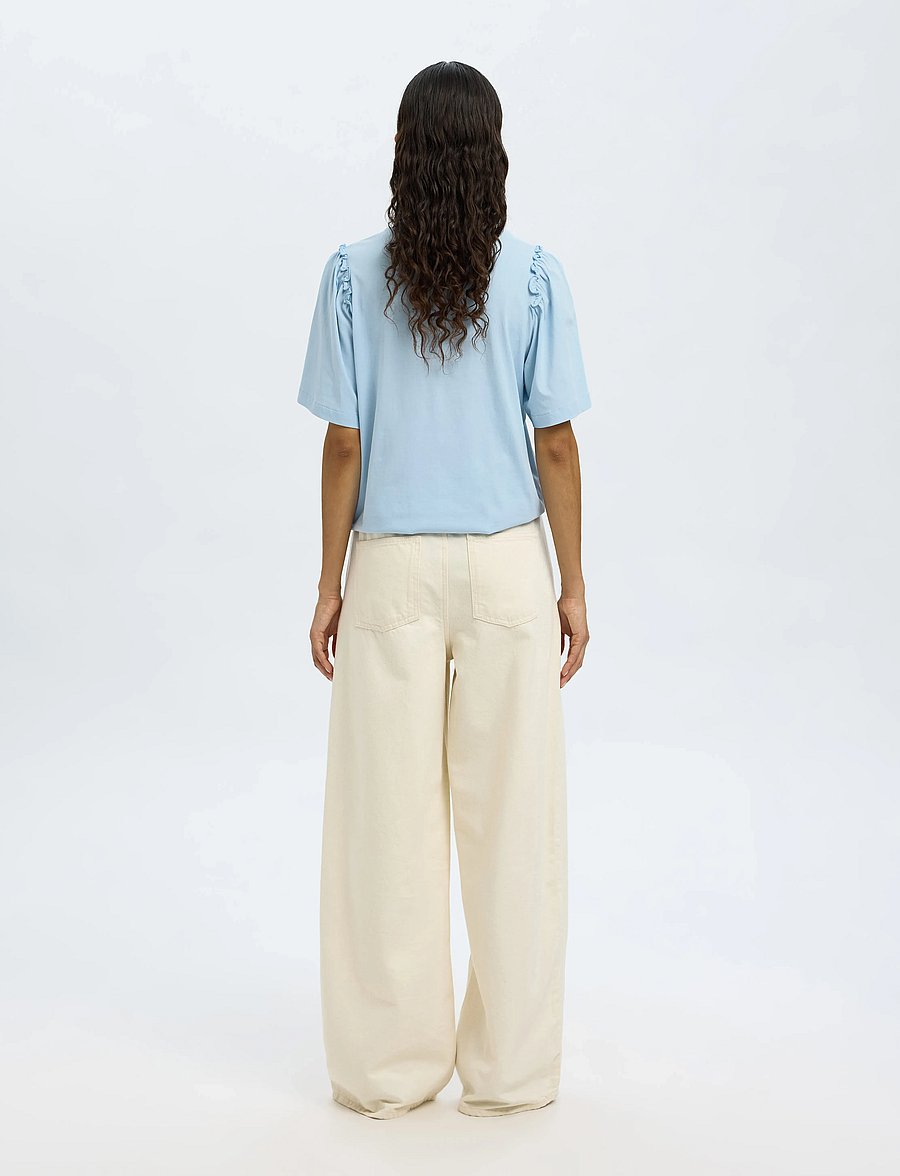 Selected - SLWPENELOPE 2/4 RUFFLE TEE NOOS - t-särgid - cashmere blue - 2