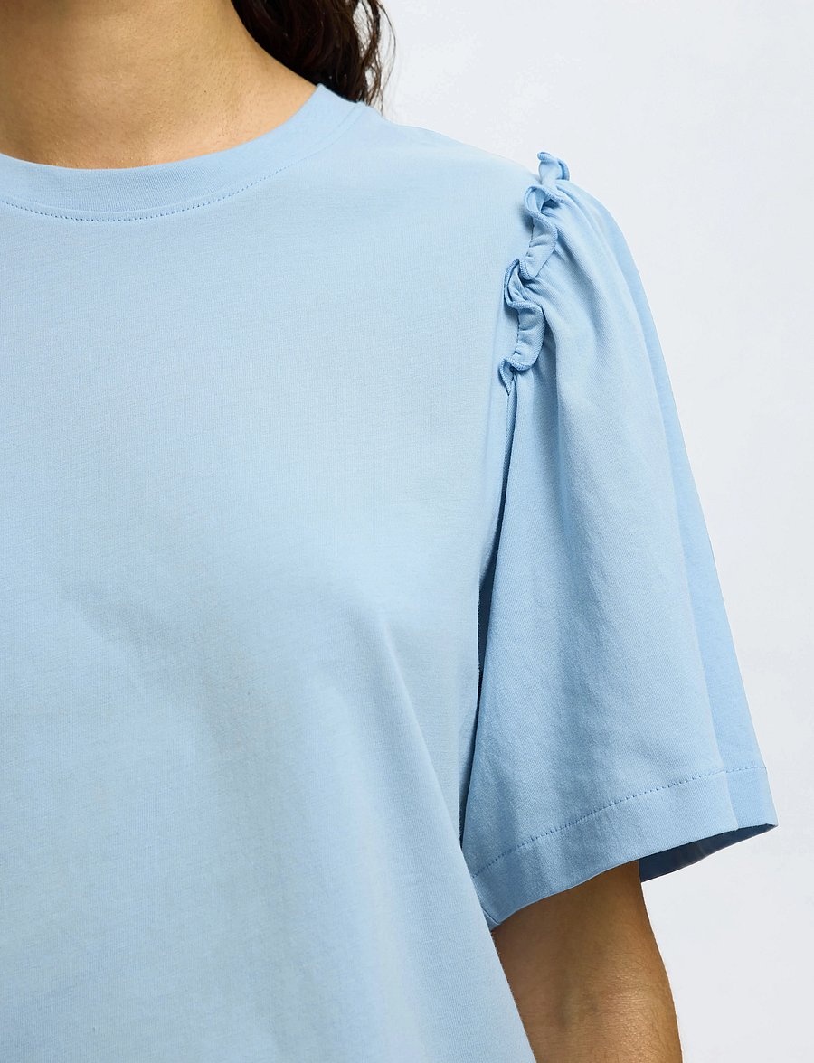 Selected - SLWPENELOPE 2/4 RUFFLE TEE NOOS - t-särgid - cashmere blue - 3