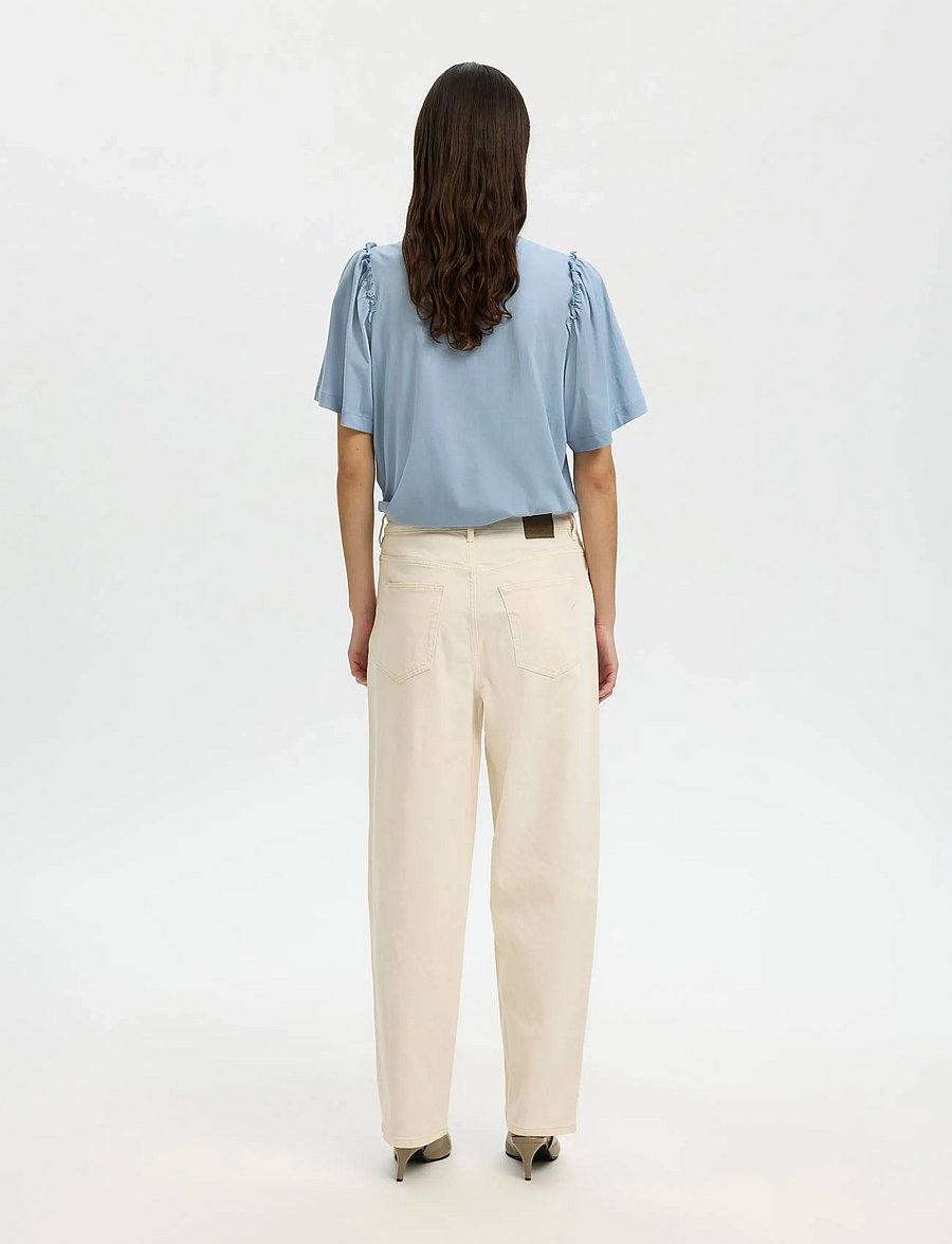 Selected - SLWPENELOPE 2/4 RUFFLE TEE NOOS - t-shirts - dusty blue - 2