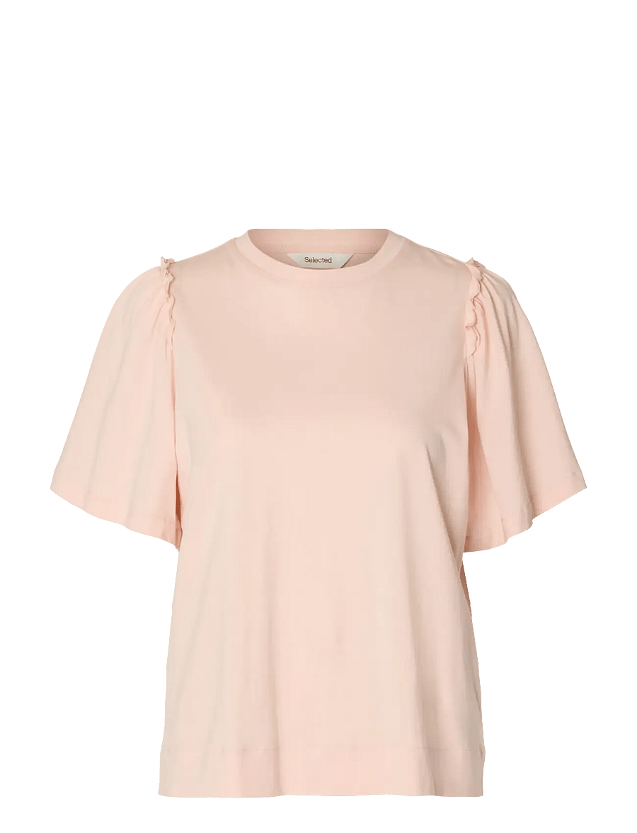 Selected - SLWPENELOPE 2/4 RUFFLE TEE NOOS - t-särgid - pale dogwood - 1