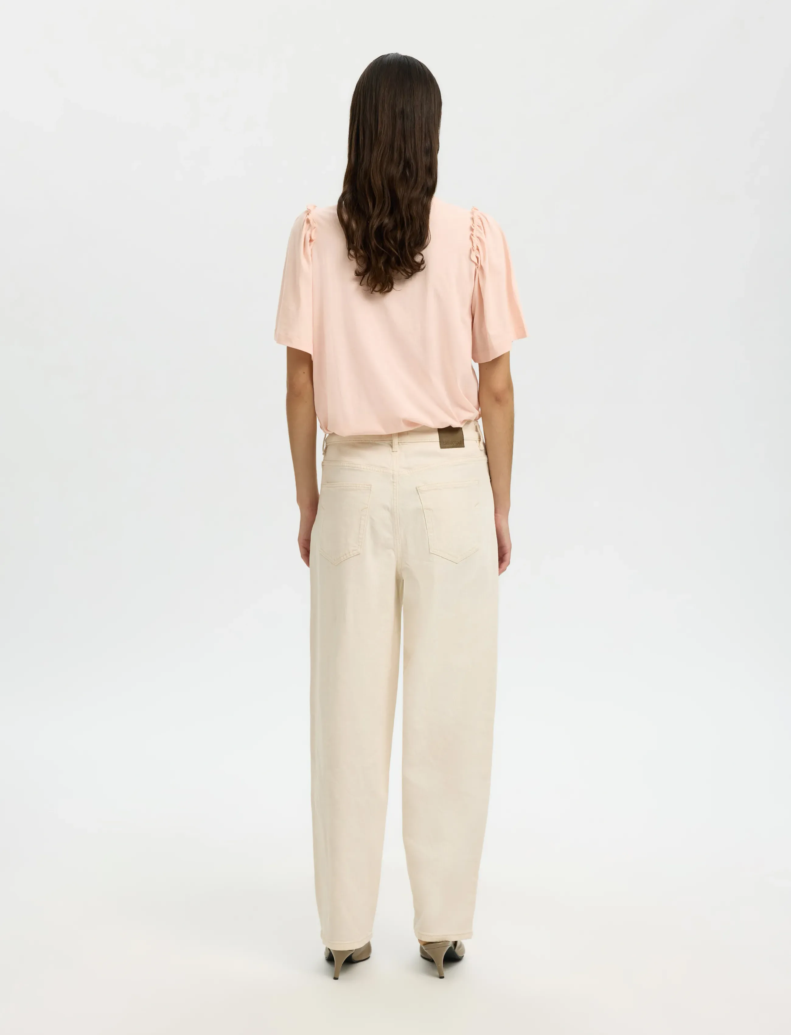 Selected - SLWPENELOPE 2/4 RUFFLE TEE NOOS - t-särgid - pale dogwood - 2