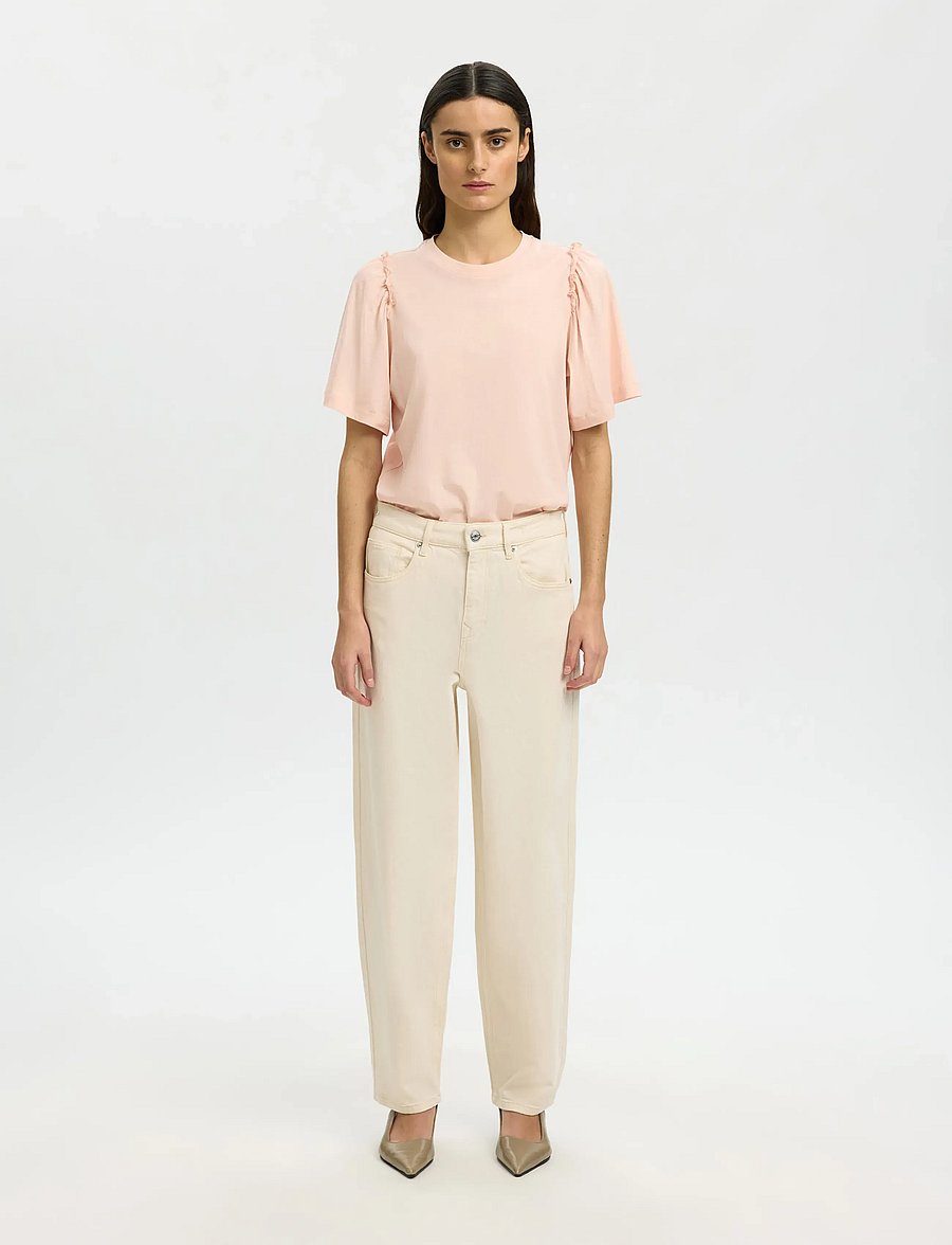 Selected - SLWPENELOPE 2/4 RUFFLE TEE NOOS - t-särgid - pale dogwood - 3