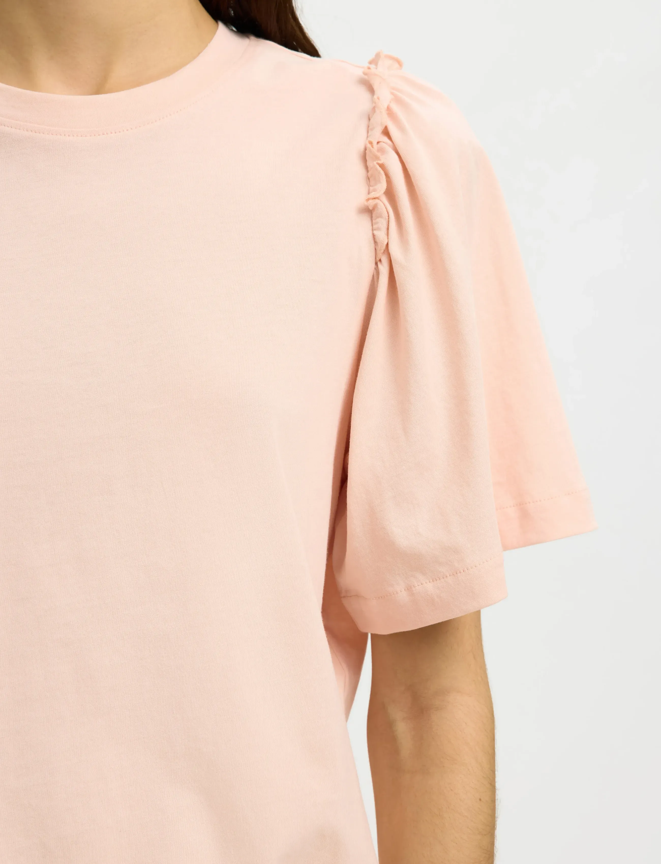 Selected - SLWPENELOPE 2/4 RUFFLE TEE NOOS - t-särgid - pale dogwood - 4