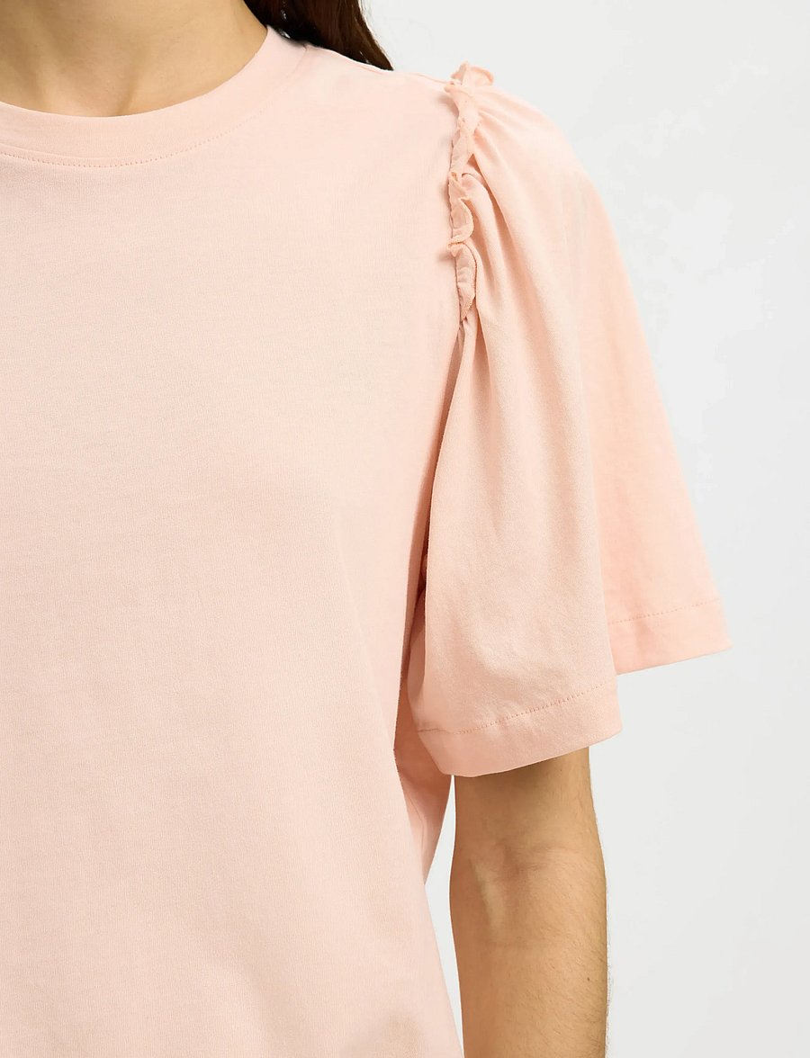 Selected - SLWPENELOPE 2/4 RUFFLE TEE NOOS - t-särgid - pale dogwood - 4