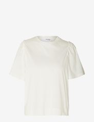 Selected Femme - SLFPENELOPE 2/4 RUFFLE TEE - t-shirts - snow white - 0