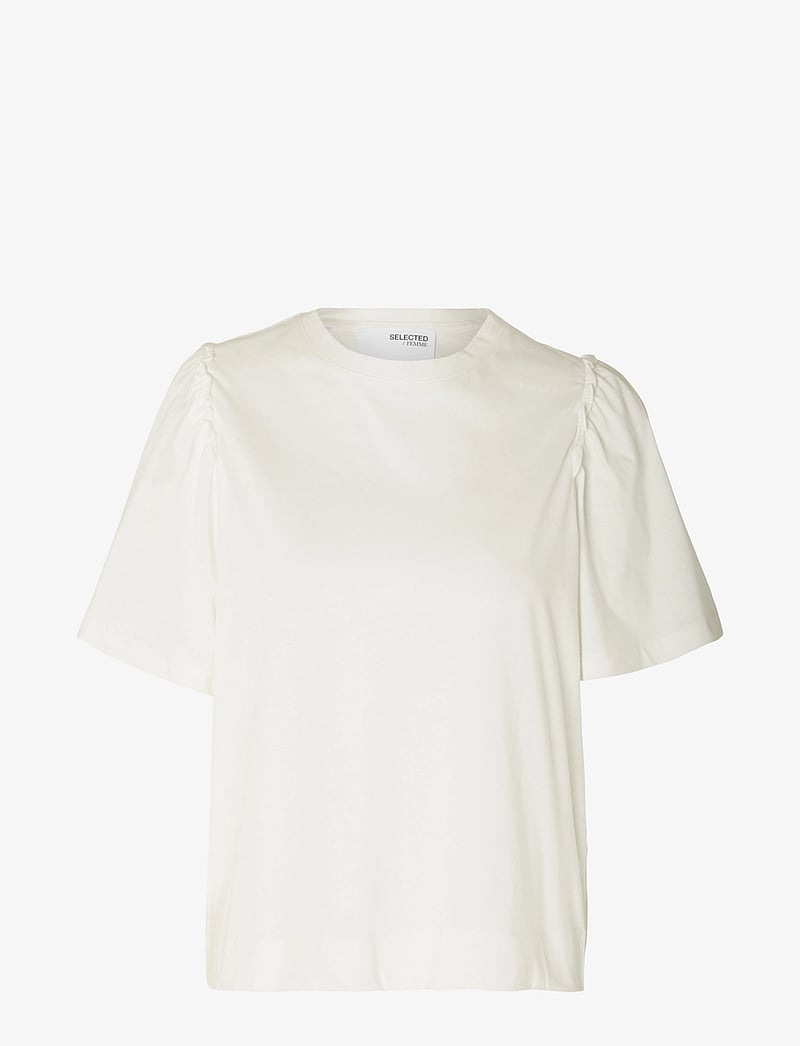 Selected - SLFPENELOPE 2/4 RUFFLE TEE NOOS - t-shirts - snow white - 1