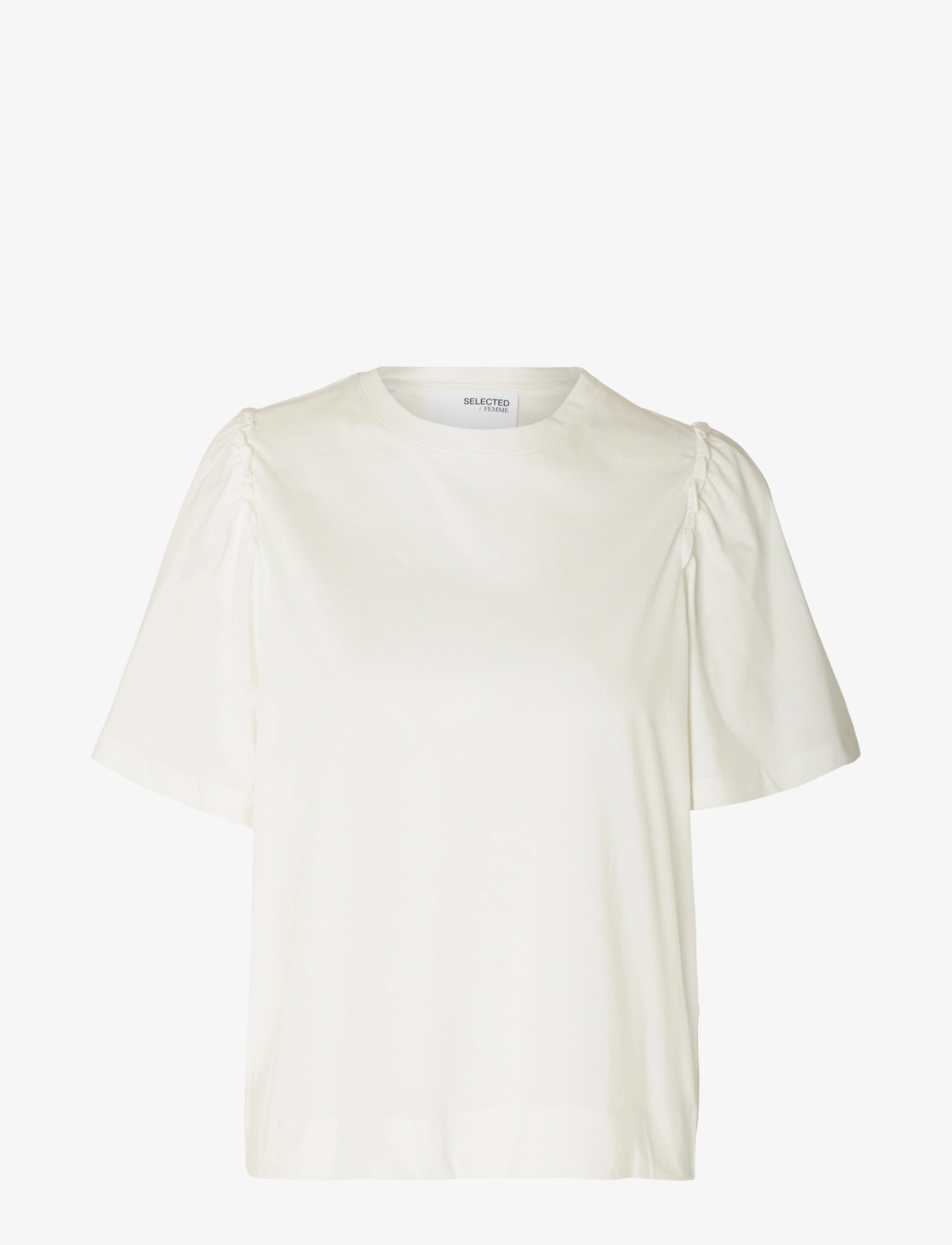 Selected SLWPENELOPE 2/4 RUFFLE TEE NOOS - Tøj - SNOW WHITE / white