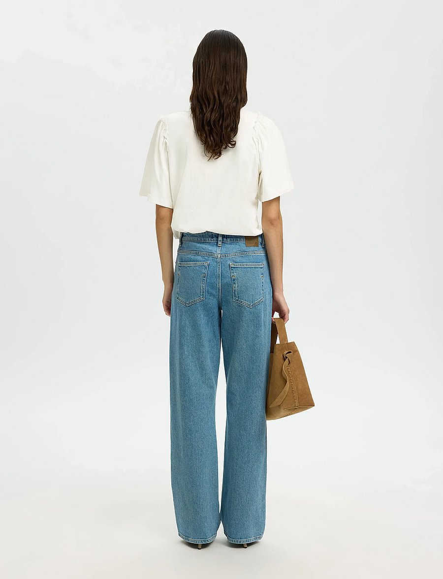 Selected - SLWPENELOPE 2/4 RUFFLE TEE NOOS - t-shirts - snow white - 2