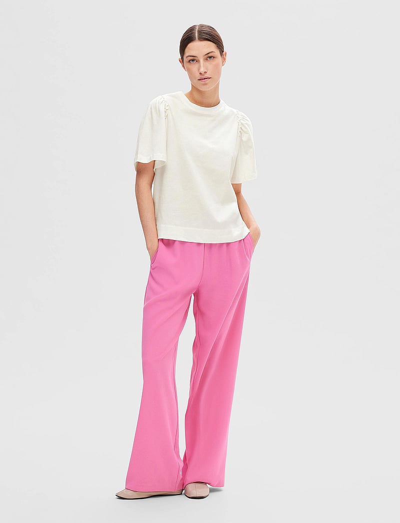 Selected - SLFPENELOPE 2/4 RUFFLE TEE NOOS - t-shirts - snow white - 3