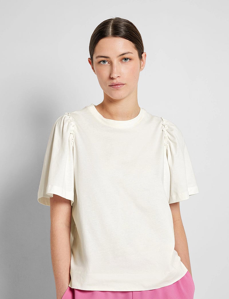 Selected - SLFPENELOPE 2/4 RUFFLE TEE NOOS - t-shirts - snow white - 4