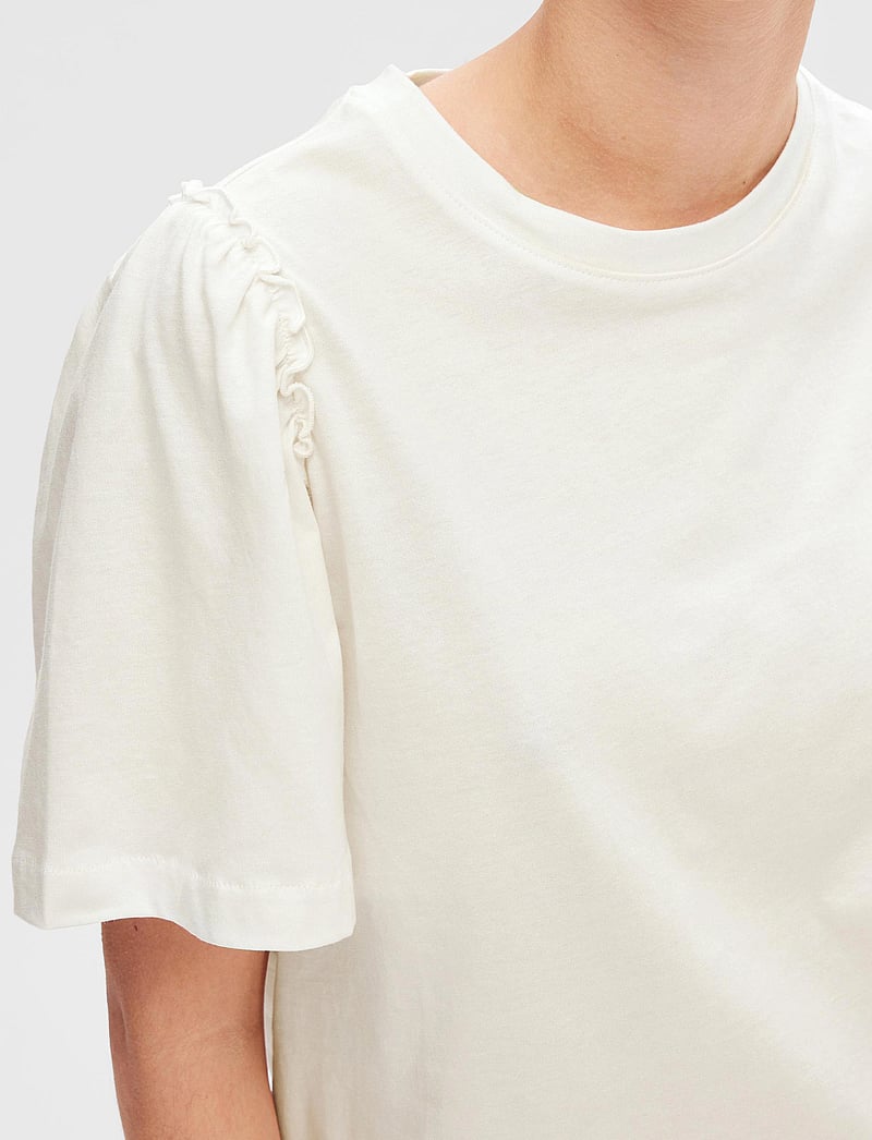 Selected - SLFPENELOPE 2/4 RUFFLE TEE NOOS - t-shirts - snow white - 5