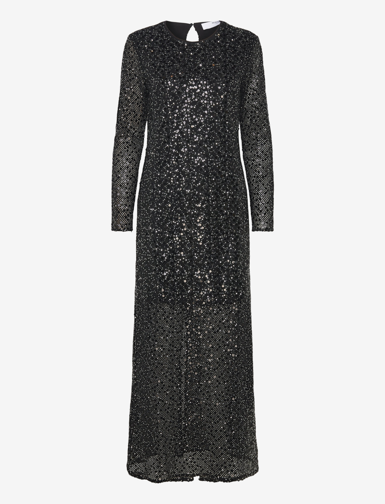 Selected - SLFNOEL LS ANKLE SEQUINS DRESS B - paljettklänningar - black - 1