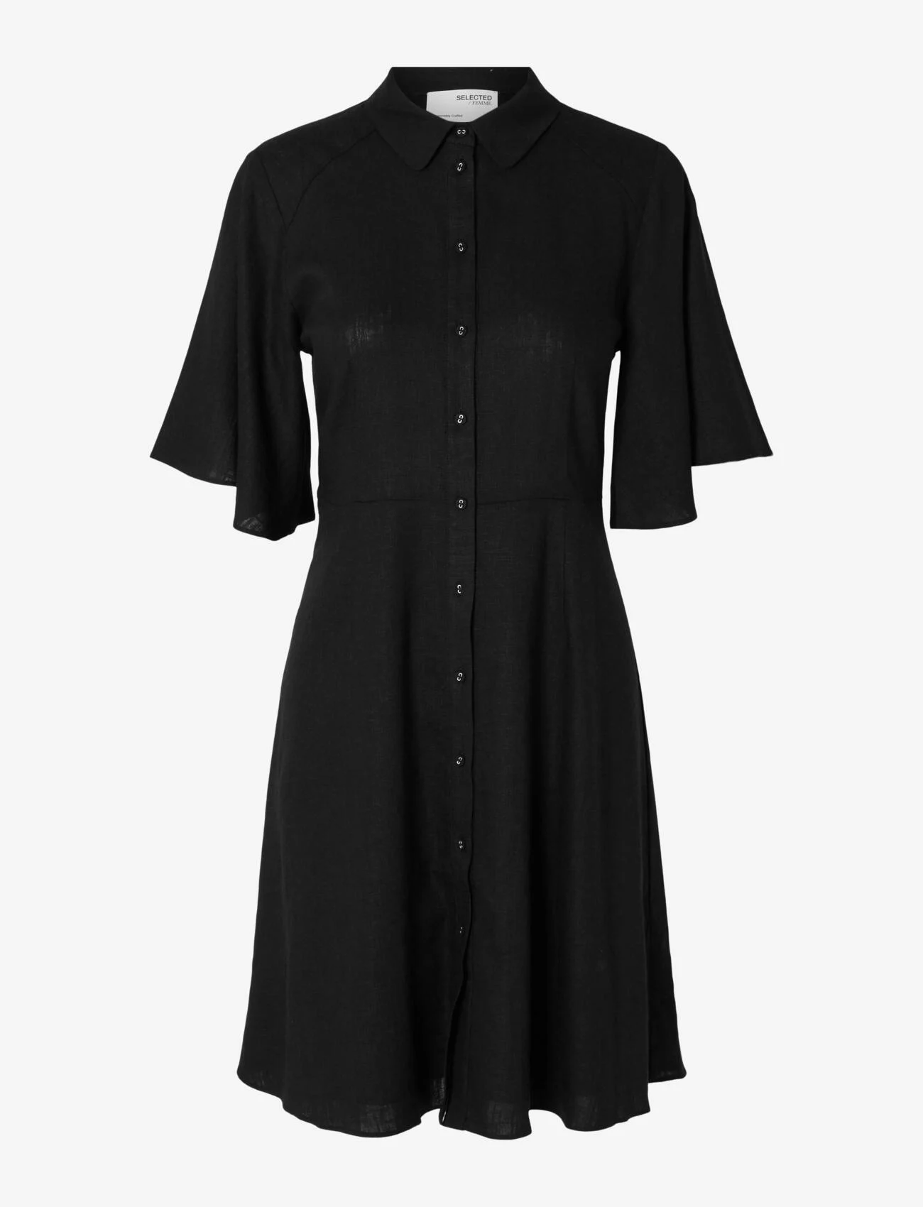 Selected Femme - SLFGULIA 2/4 SHORT SHIRT DRESS - marškinių tipo suknelės - black - 0