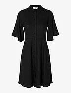 SLFGULIA 2/4 SHORT SHIRT DRESS - BLACK