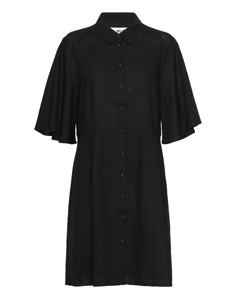 Selected - SLFGULIA 2/4 SHORT SHIRT DRESS D - hemdkleider - black - 0