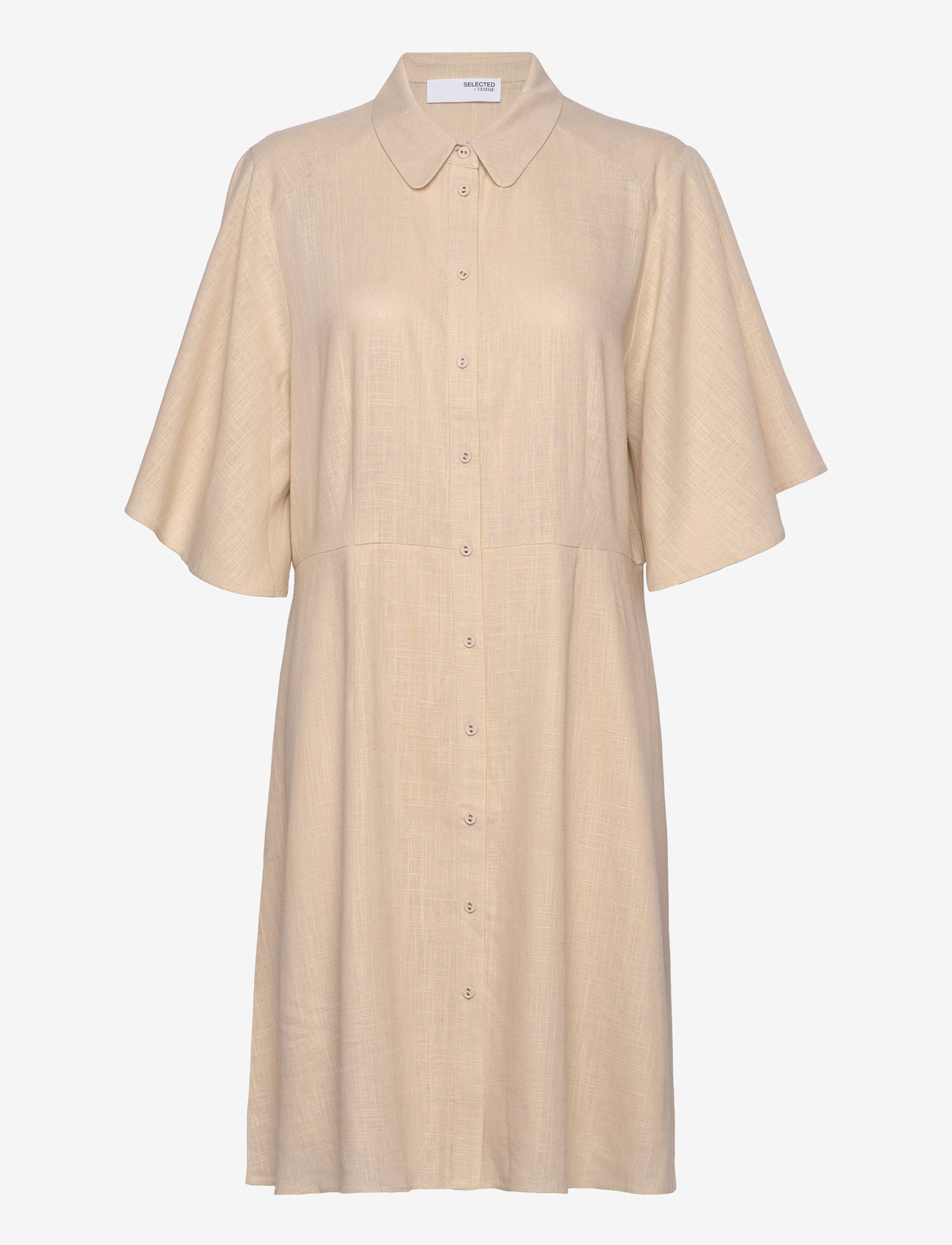 Selected - SLFGULIA 2/4 SHORT SHIRT DRESS D - skjortekjoler - sandshell - 1