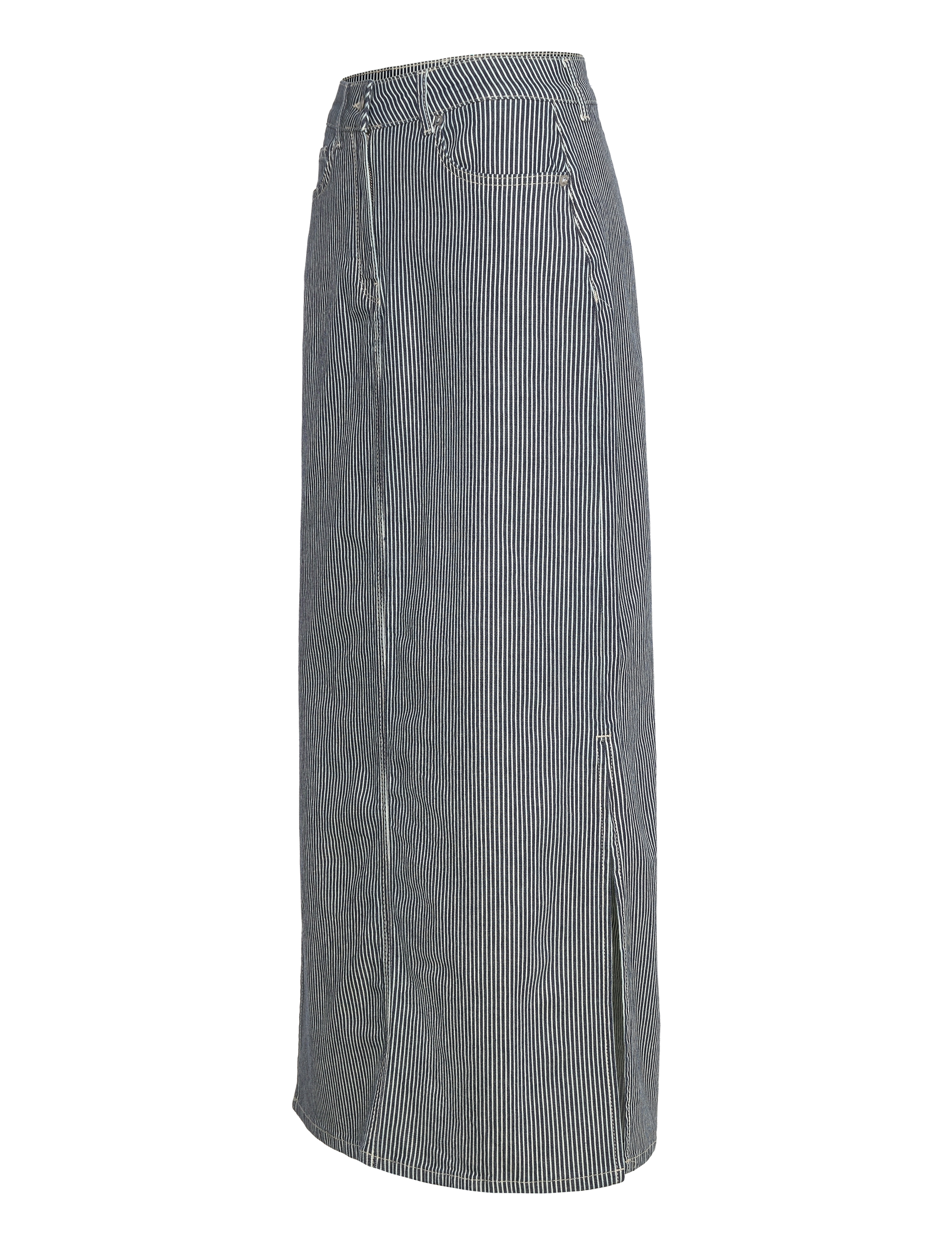 Selected - SLFMYRA HW STRIPE COLUMN DENIM SKIRT - maxi röcke - medium blue denim - 4