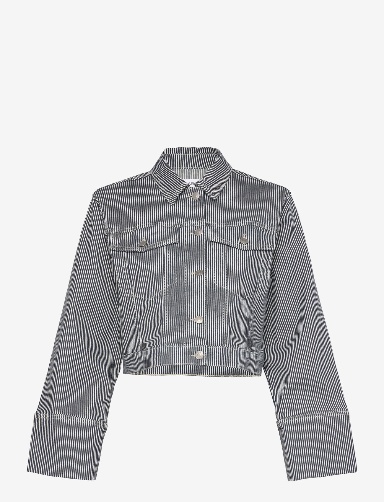 Selected Slfmyra Ls Stripe Short Denim Jacket – denim jackets