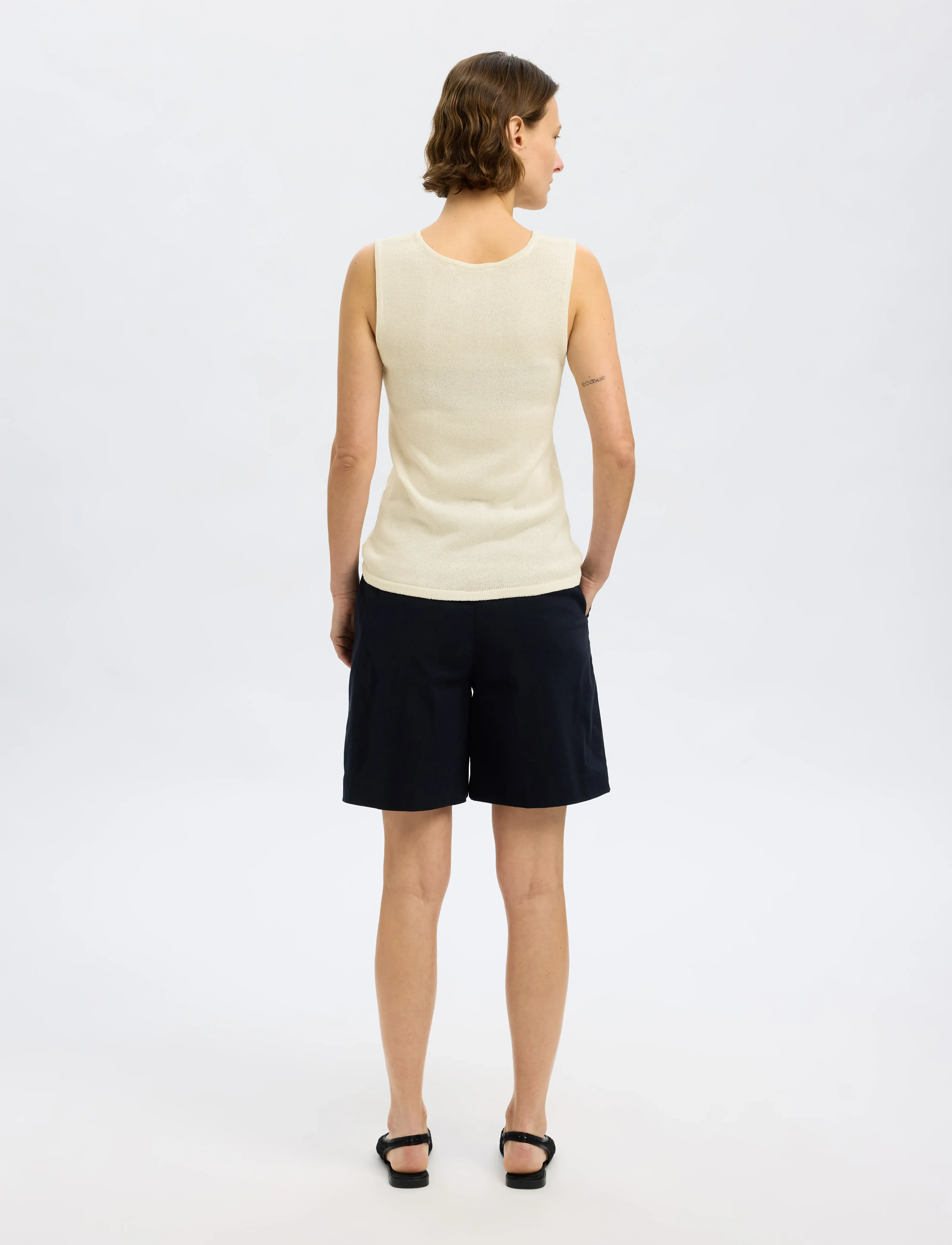 Selected - SLFMOON SUS SL KNIT TOP B - mouwloze tops - birch - 2