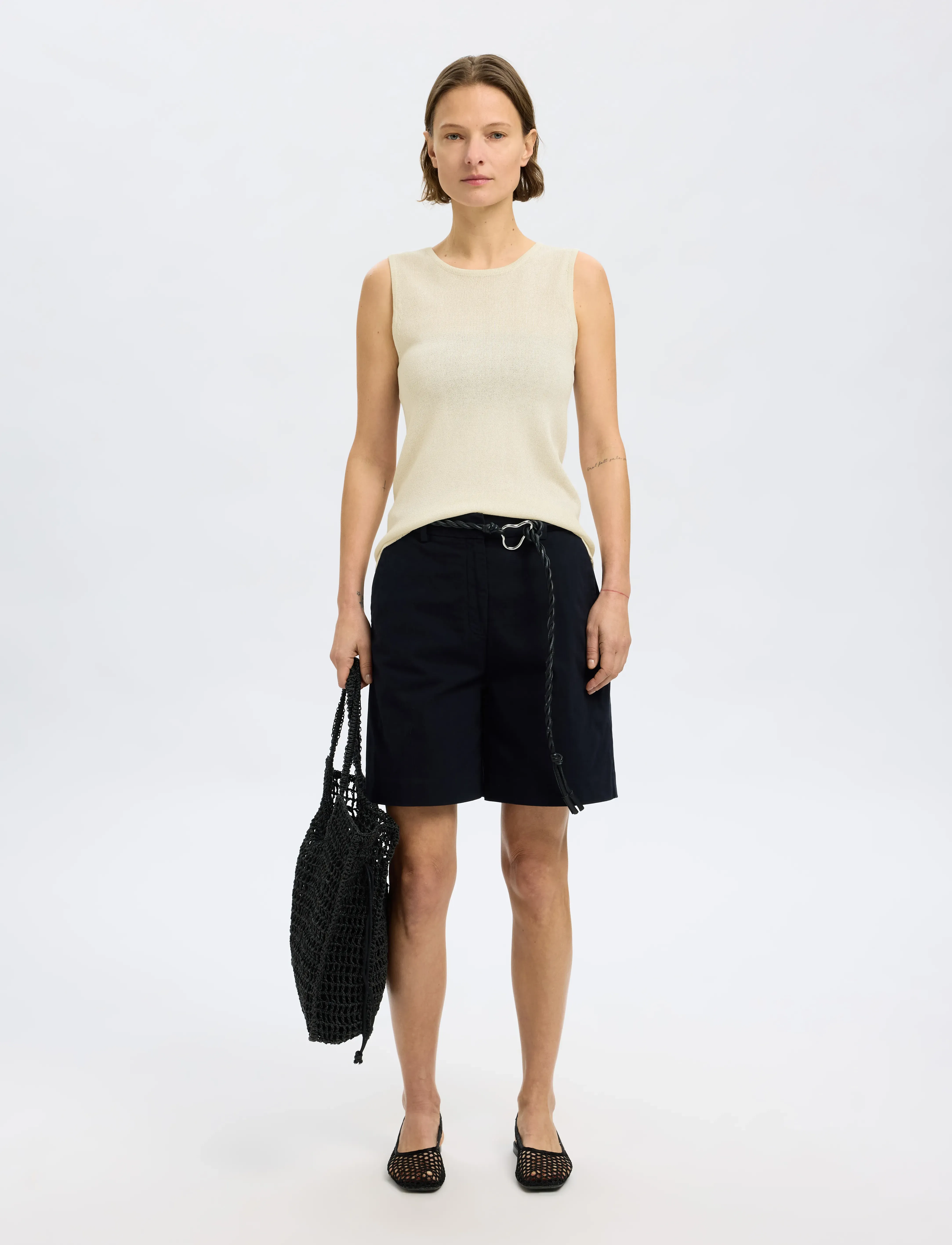 Selected - SLFMOON SUS SL KNIT TOP B - mouwloze tops - birch - 5