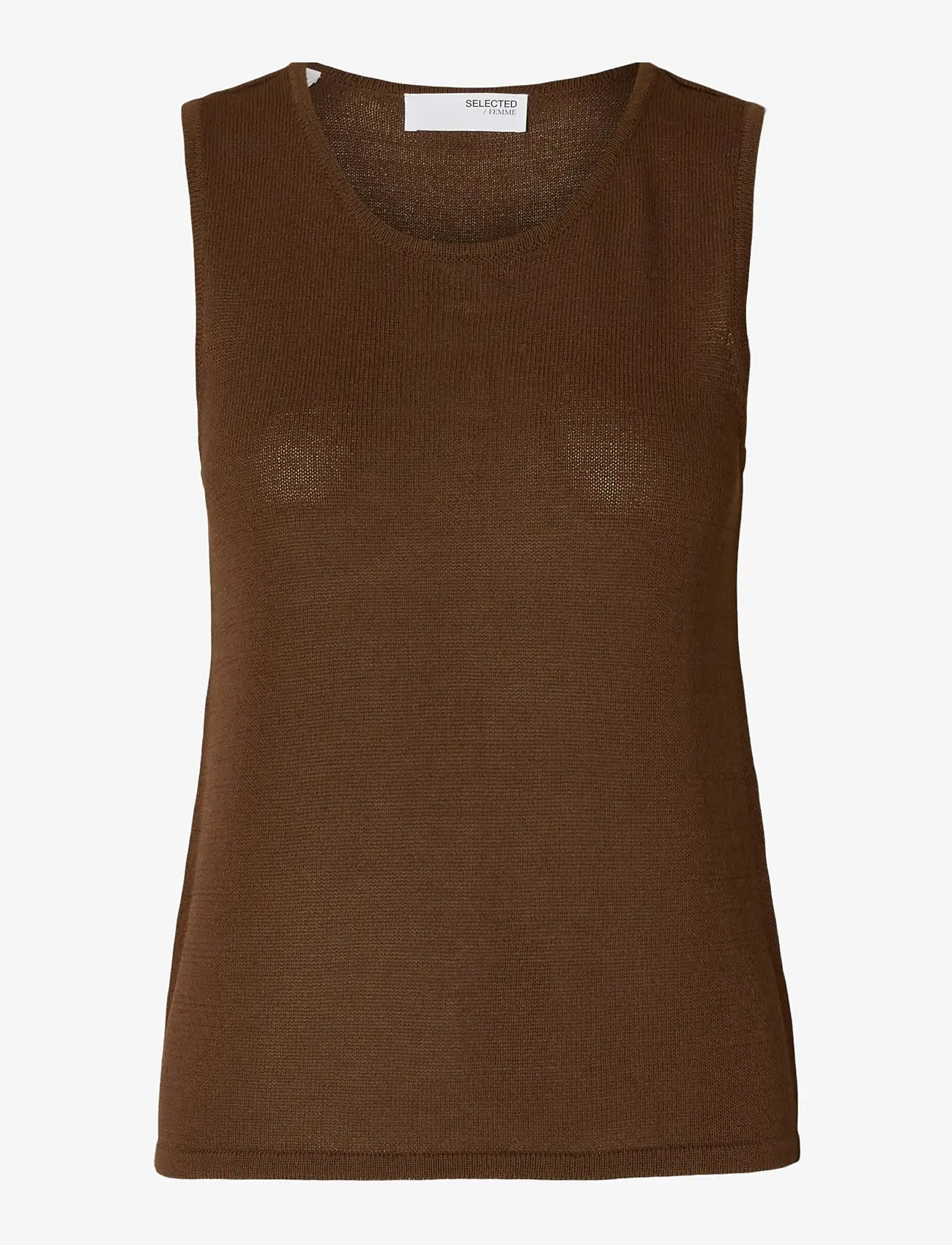 Selected - SLFMOON SUS SL KNIT TOP B - linnen - chestnut - 1