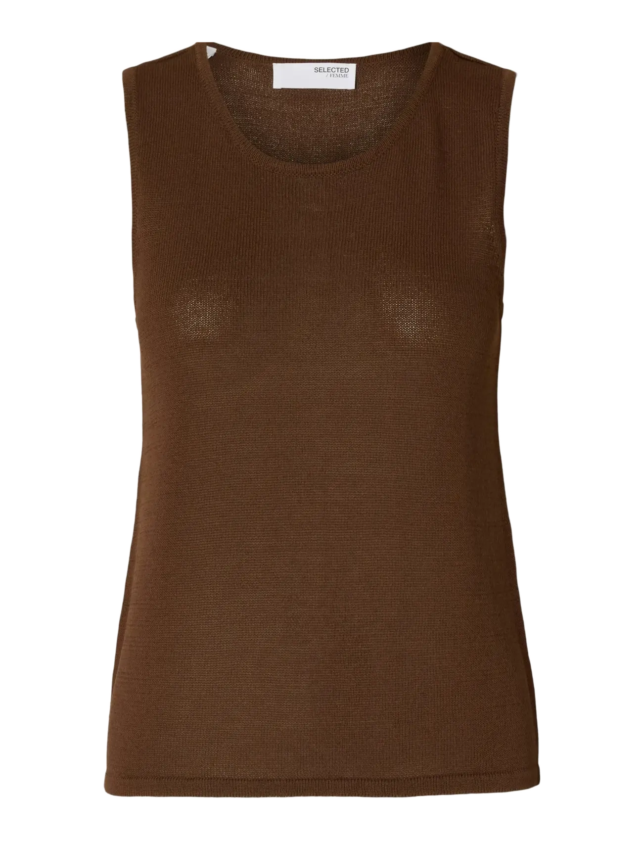 Selected SLFMOON SUS SL KNIT TOP B - Selected - CHESTNUT / brown