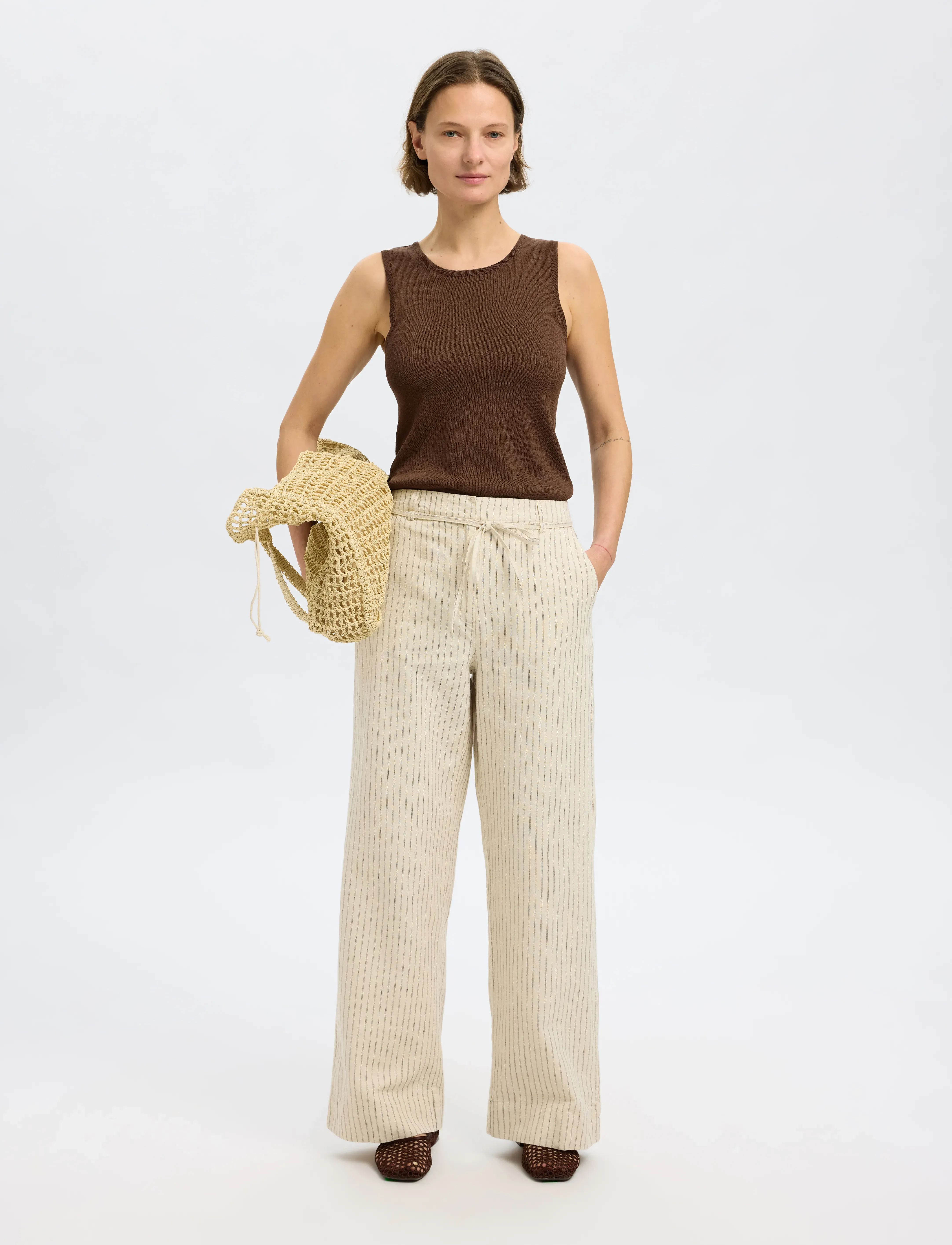 Selected - SLFMOON SUS SL KNIT TOP B - topid ja varrukateta alussärgid - chestnut - 3