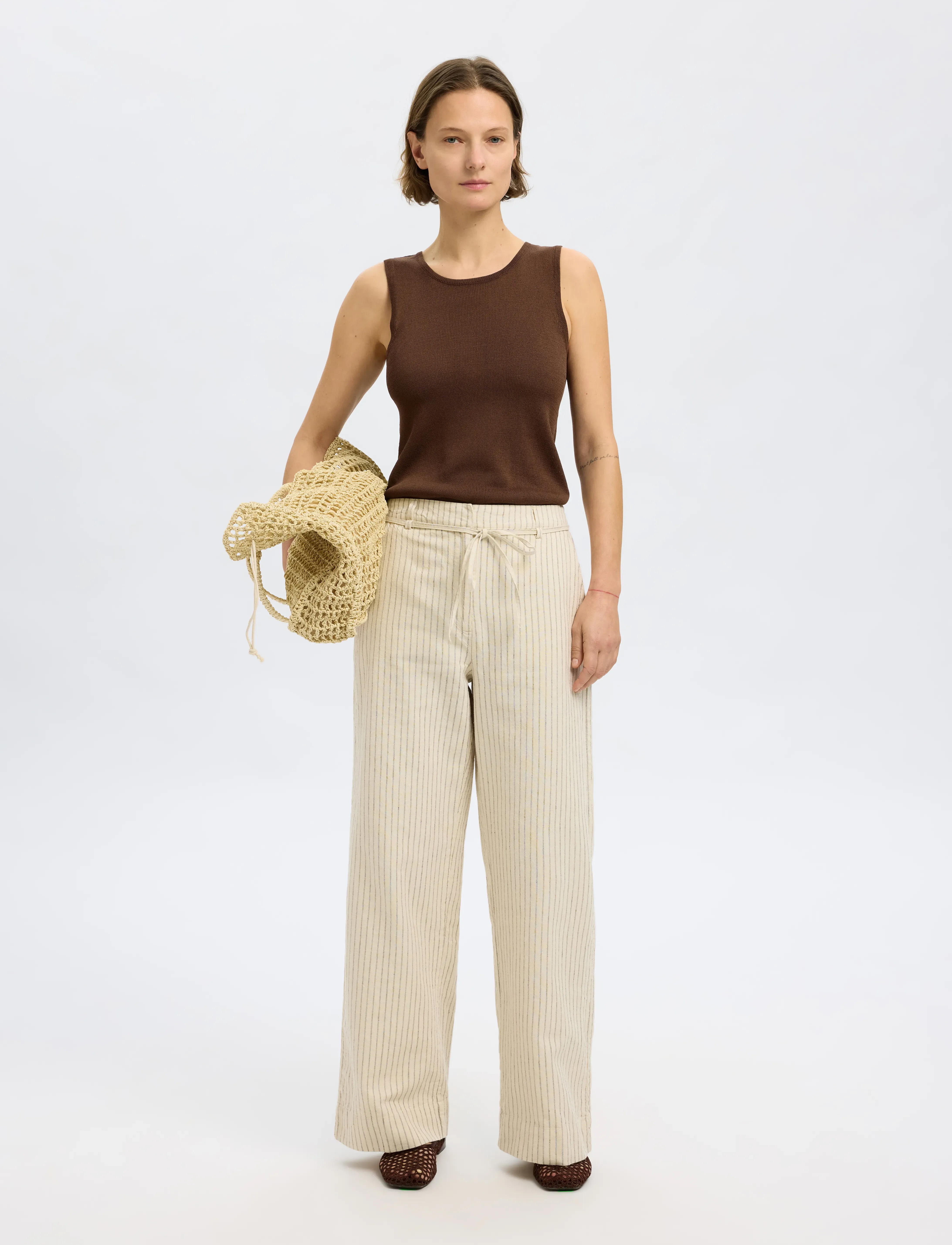 Selected - SLFMOON SUS SL KNIT TOP B - topid ja varrukateta alussärgid - chestnut - 4