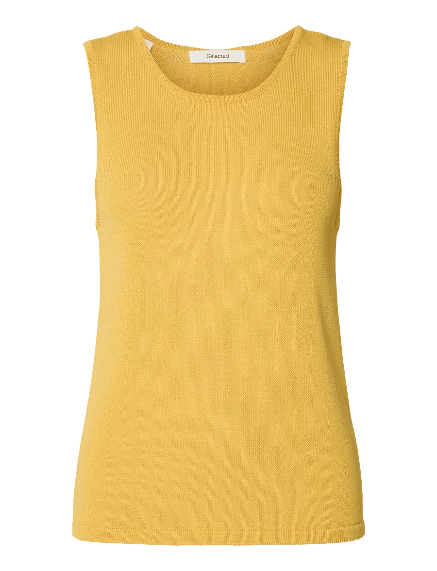 Selected - SLFMOON SUS SL KNIT TOP B - tanktops - ochre - 0