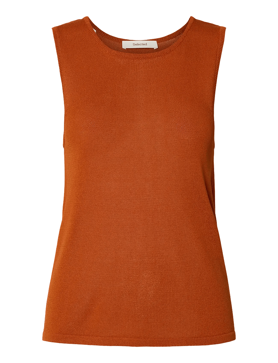 Selected - SLFMOON SUS SL KNIT TOP B - Ärmellose tops - potters clay - 1