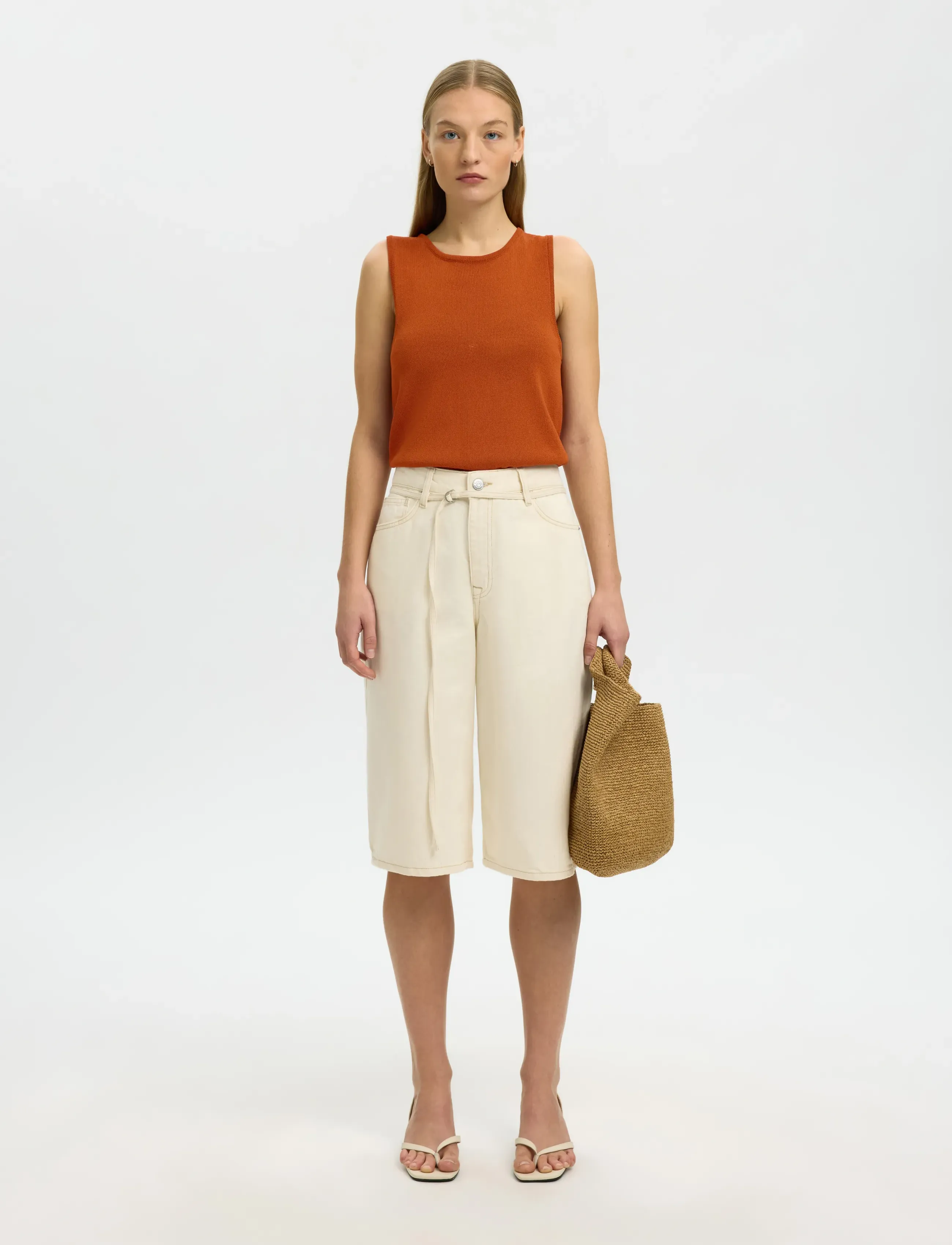 Selected - SLFMOON SUS SL KNIT TOP B - tanktops - potters clay - 3