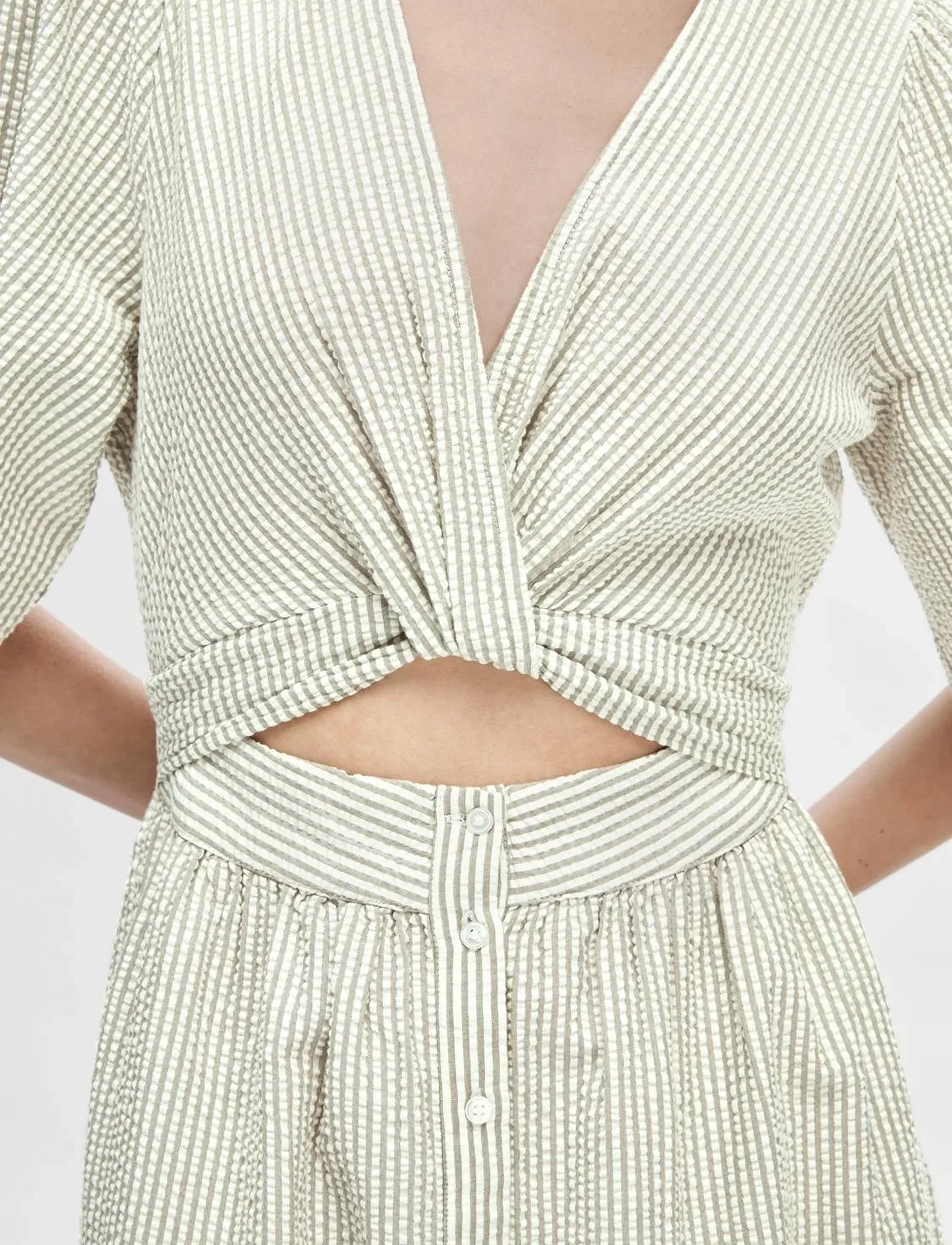 Selected - SLFVITTORIA SS STRIPED MIDI SHIRT DRESS - hemdkleider - snow white - 5