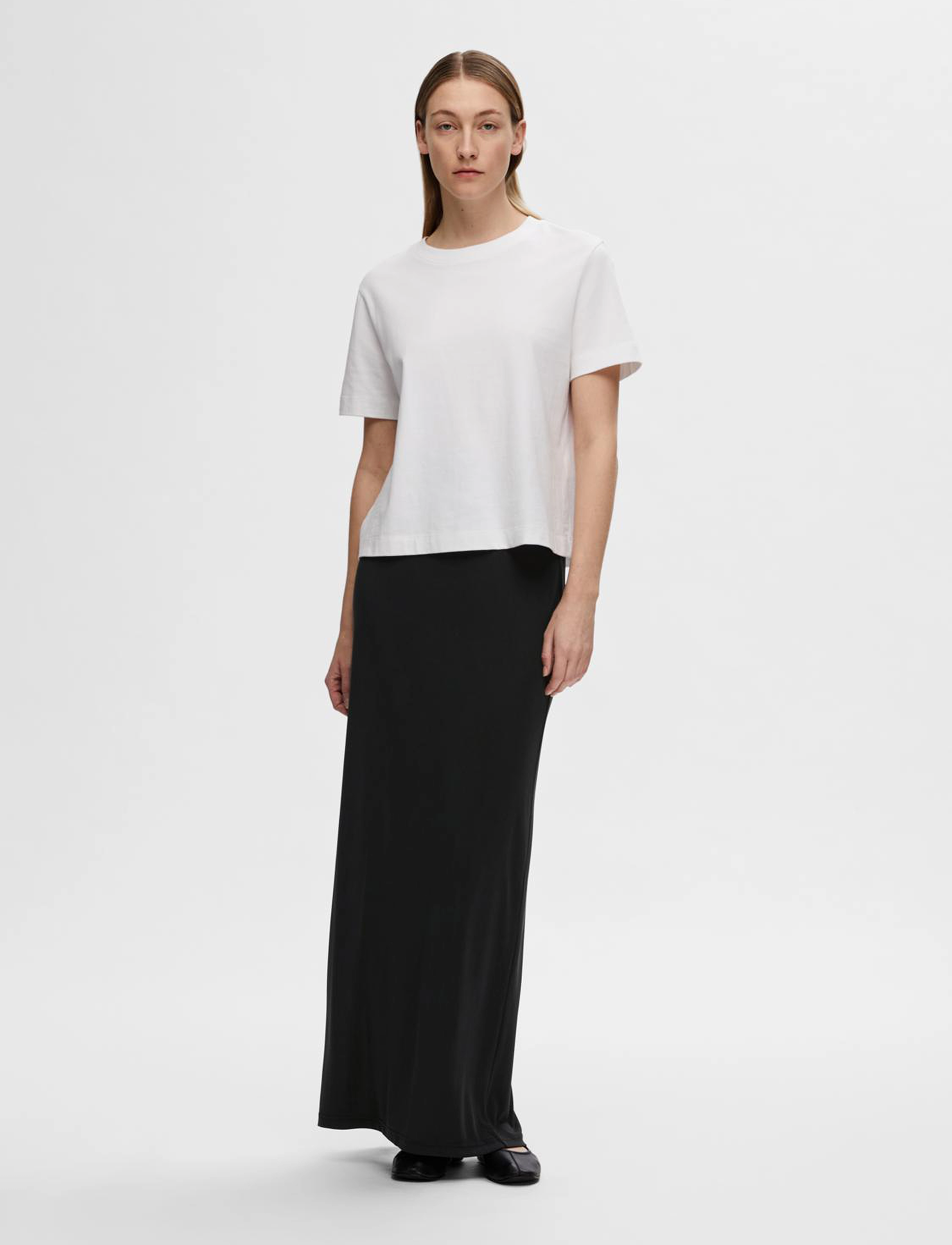 Selected - SLFNOLA HW ANKLE SLIM SKIRT - maxi röcke - black - 4