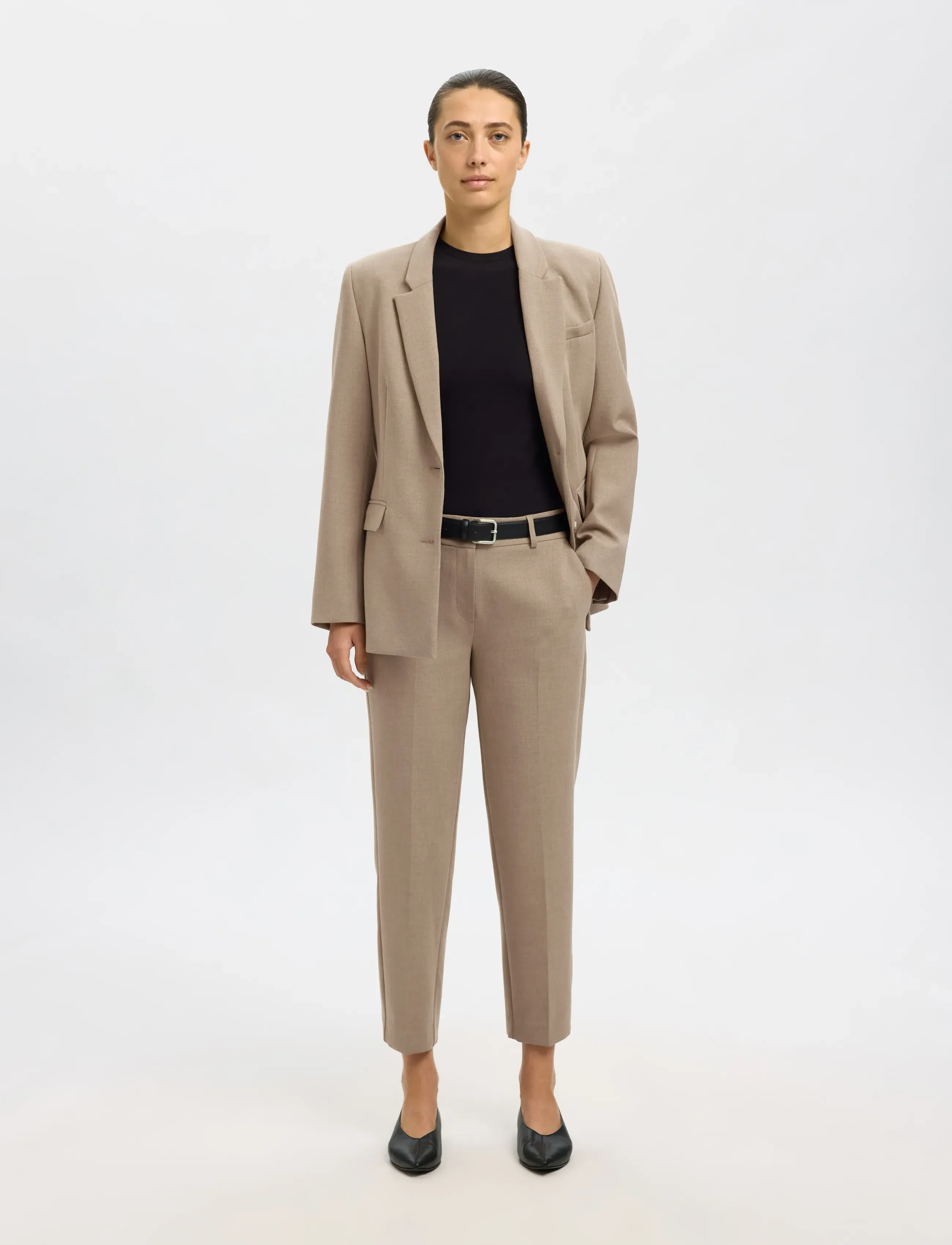 Selected - SLFRITA-RIA MW CROP PANT CAMEL MEL NOOS - hose mit geradem bein - camel - 4