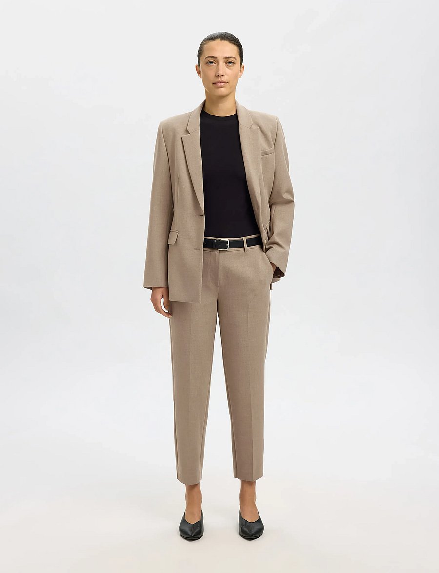 Selected - SLFRITA-RIA MW CROP PANT CAMEL MEL NOOS - hose mit geradem bein - camel - 4