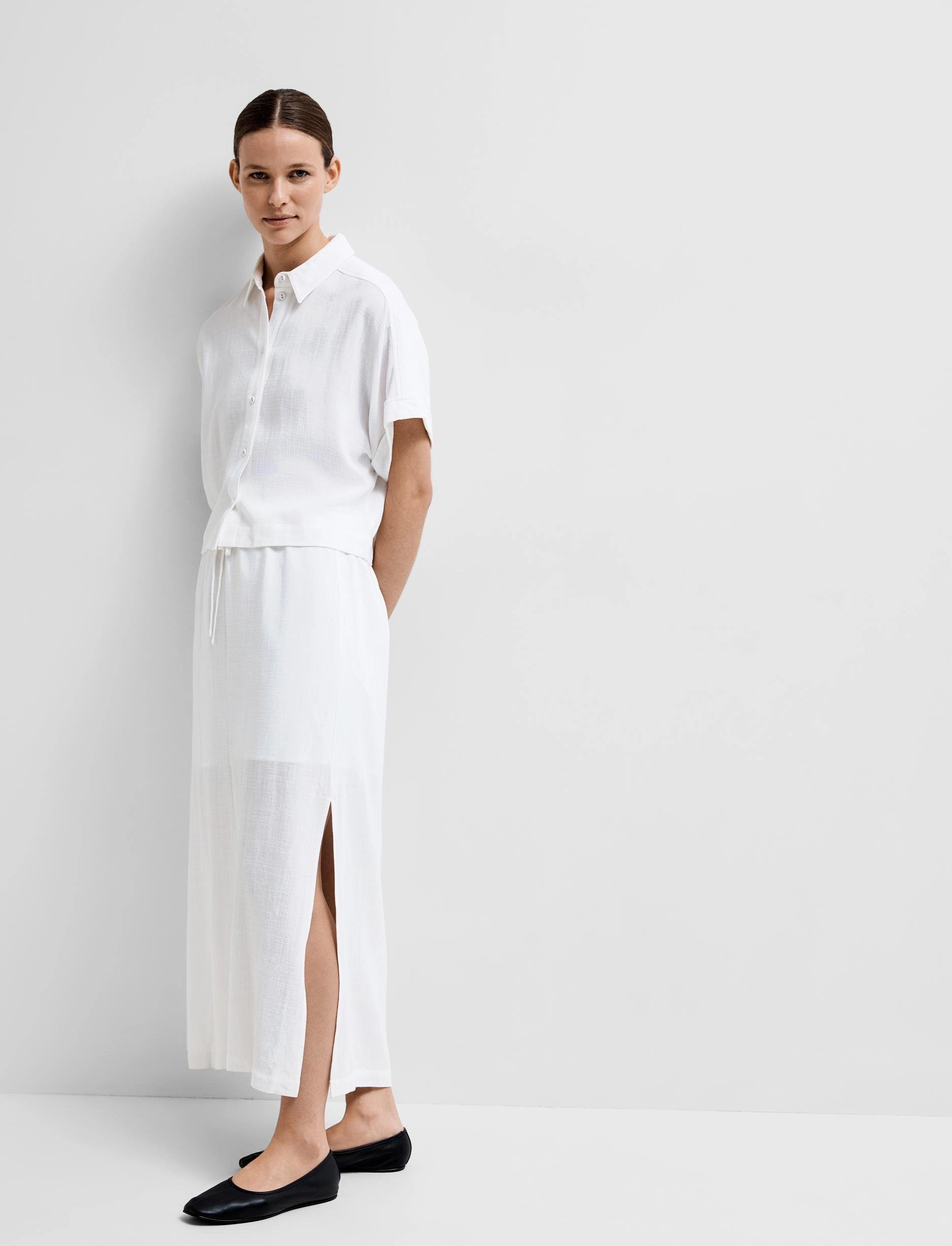 Selected - SLFVIVA HW ANKLE SKIRT NOOS - midi-röcke - snow white - 3